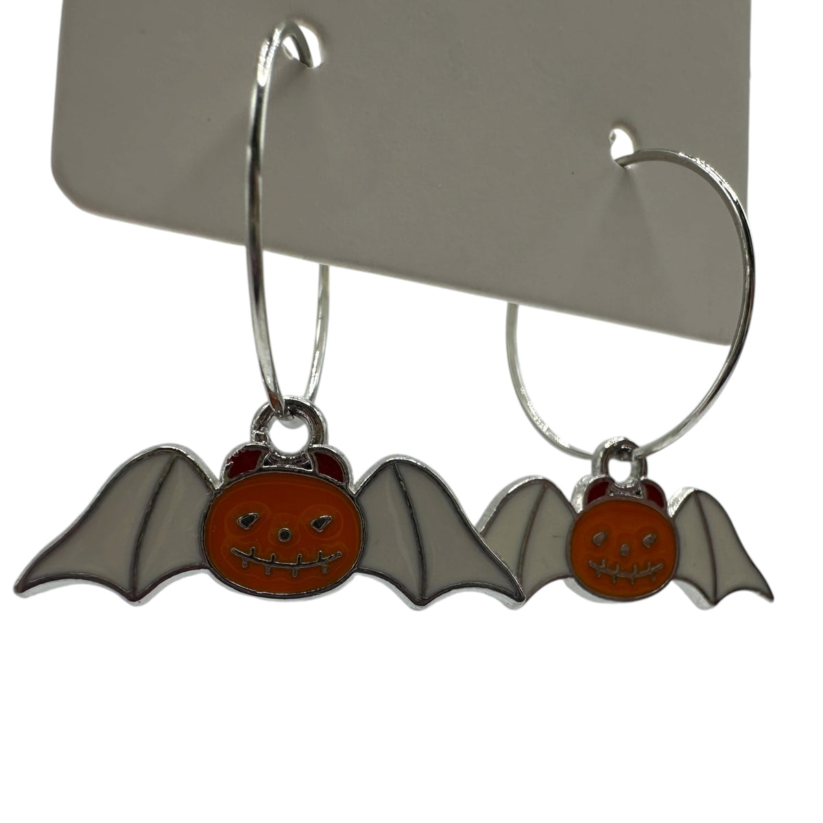 White-Winged Pumpkin Bat Charm Earrings