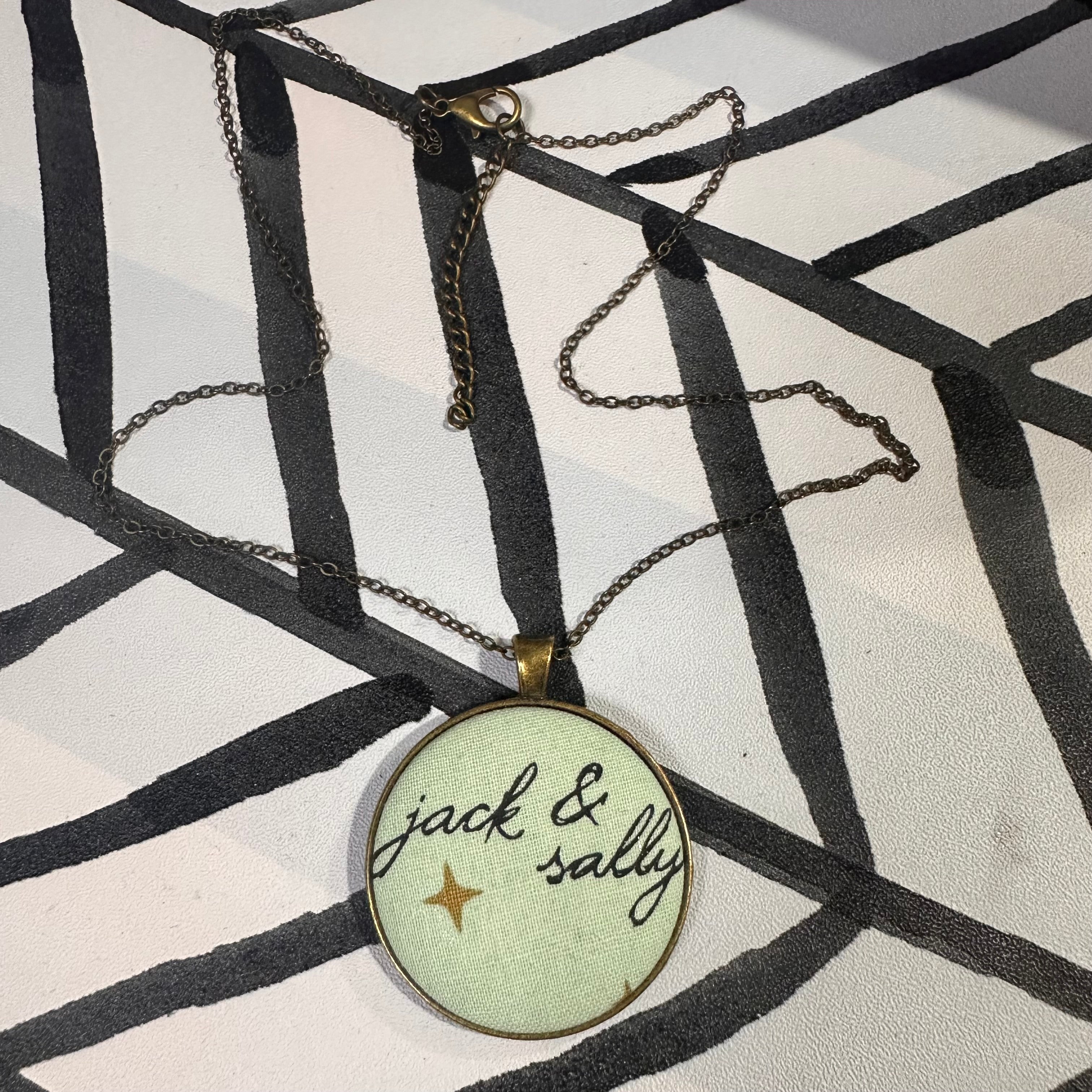 Jack & Sally Writing Nightmare Before Christmas Necklace