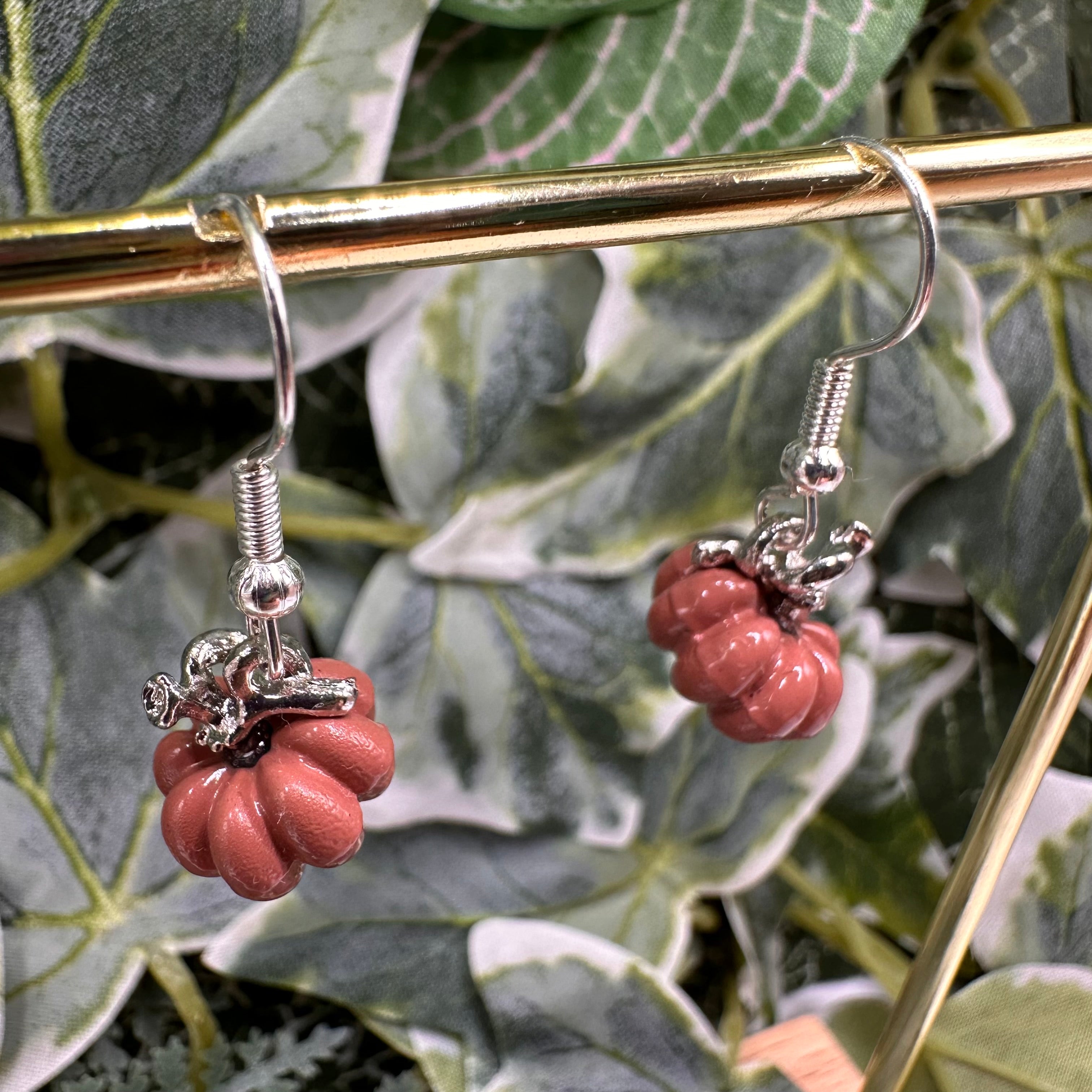 Brown Pumpkin Charm Earrings