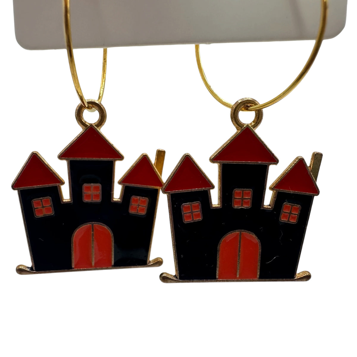 Red-Roofed Haunted Castle Charm Earrings
