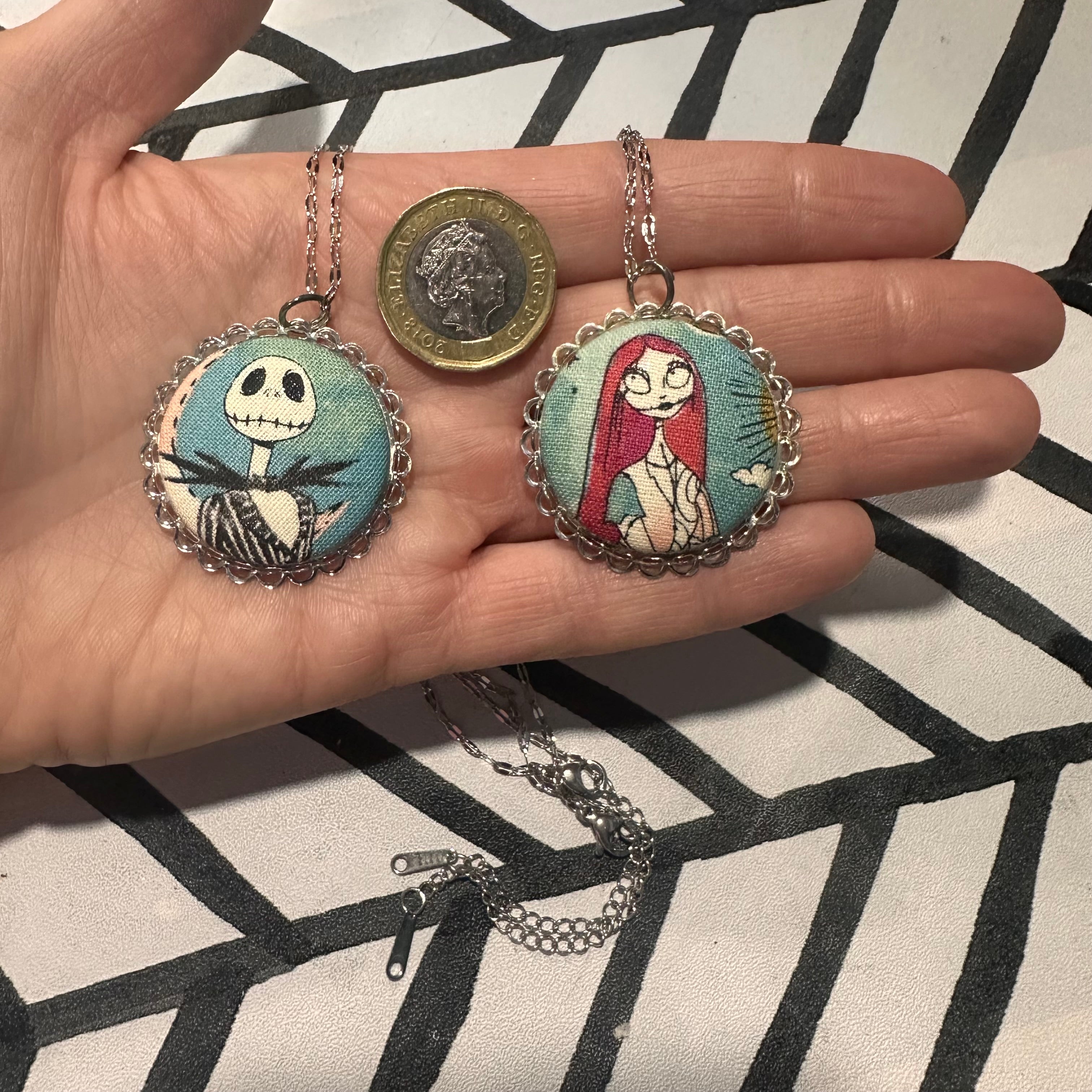 The Nightmare Before Christmas ~ Jack & Sally Necklaces