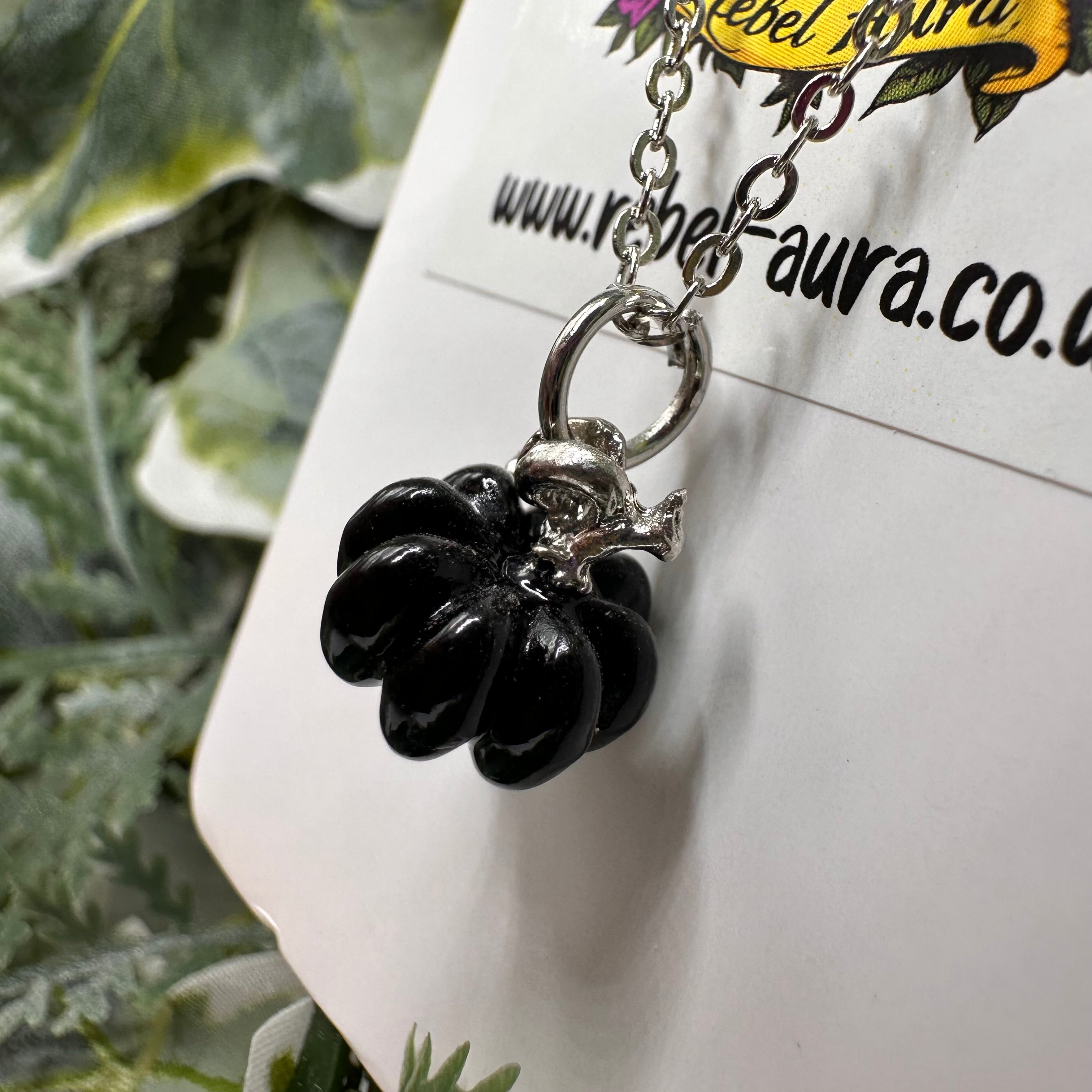 Black Pumpkin Charm Necklace