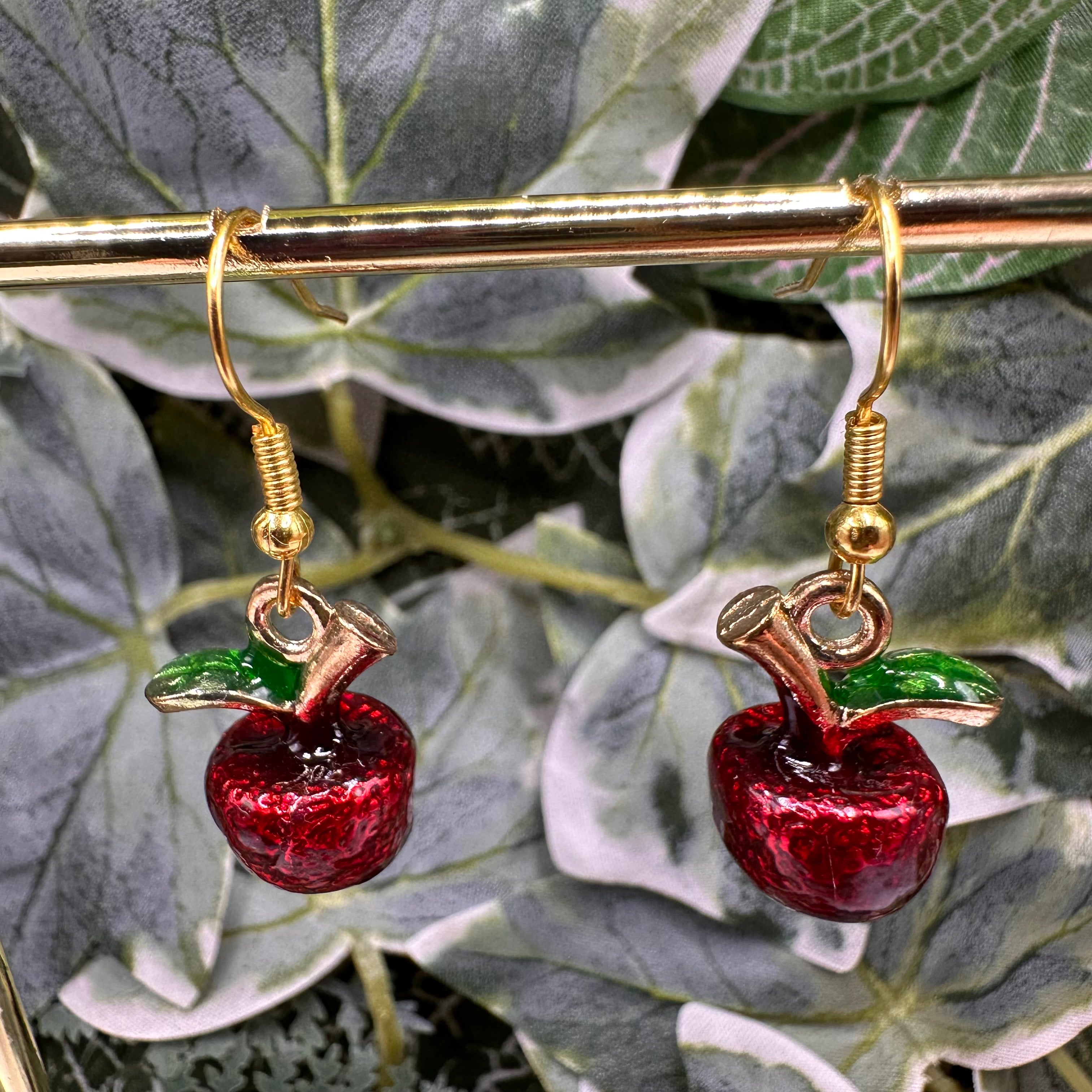 Red Apple Charm Earrings