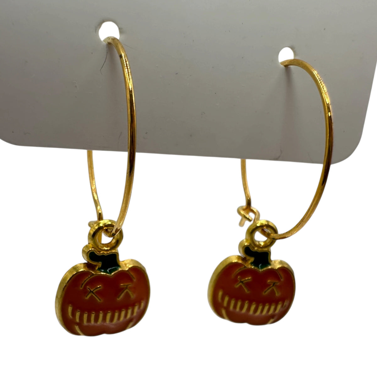 Carved Pumpkin Charm Earrings