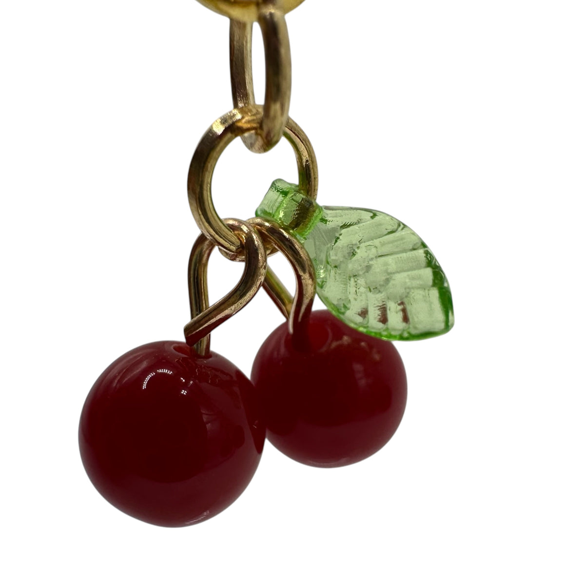 Dark Red Cherry Bead Charm Earrings