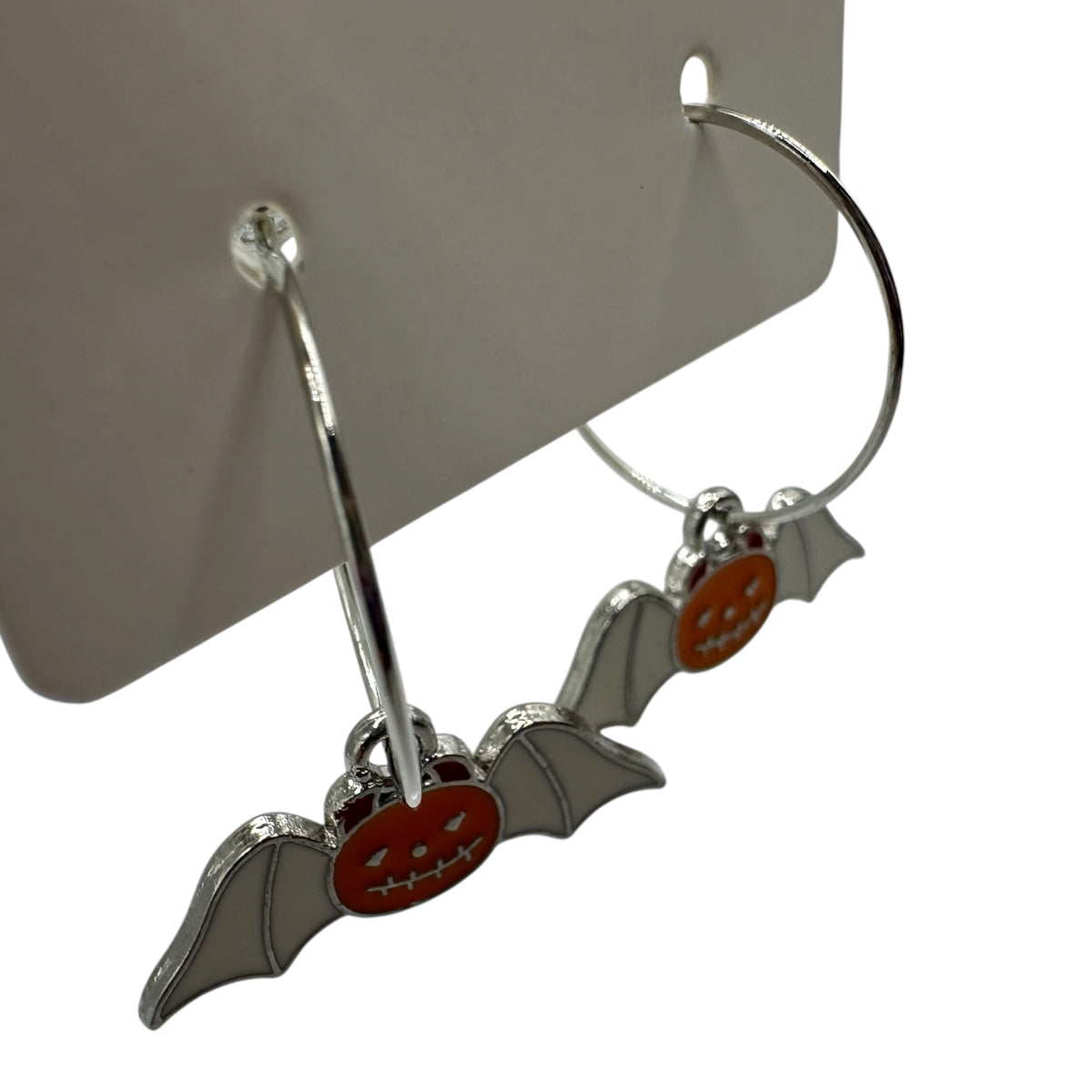 White-Winged Pumpkin Bat Charm Earrings