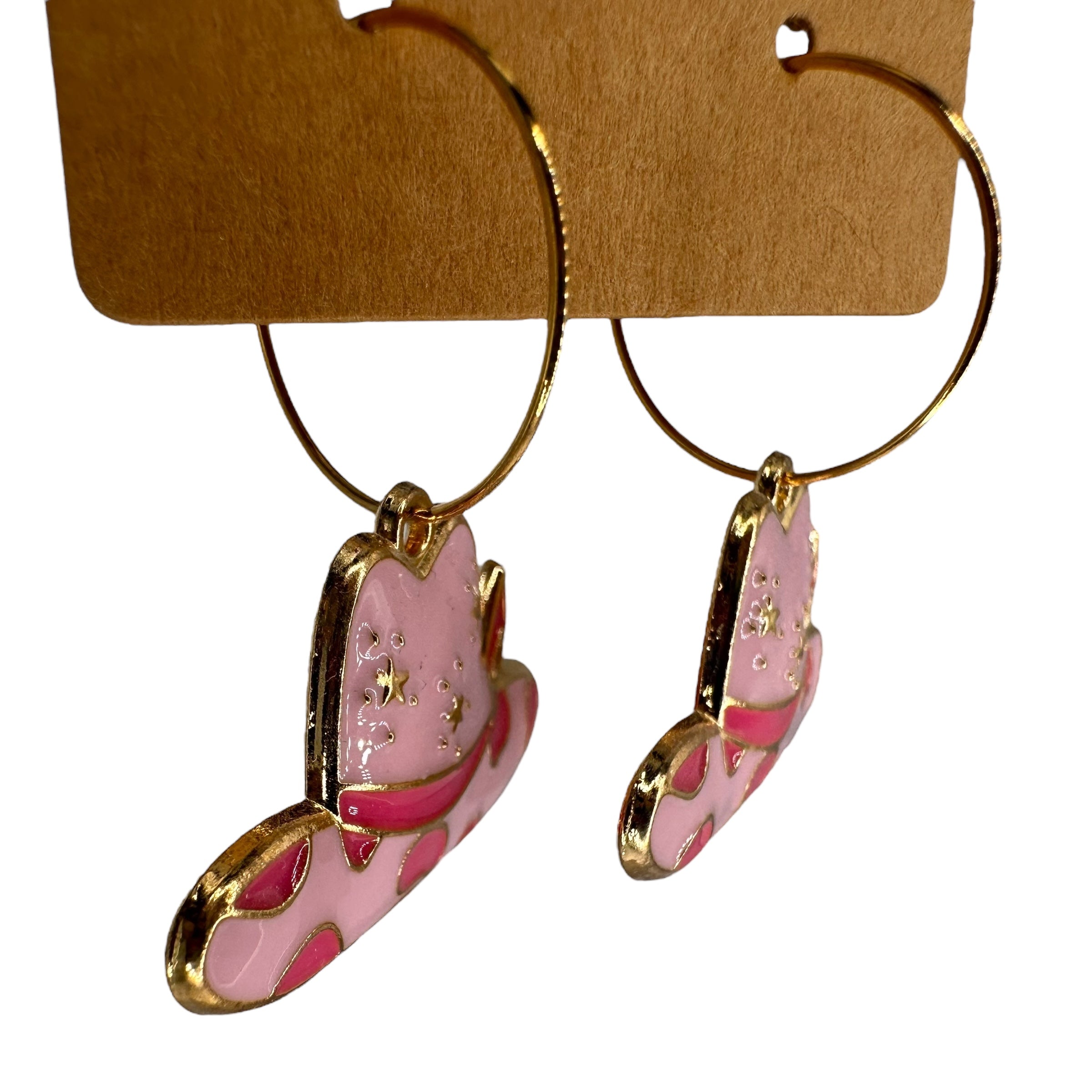 Pink Cowgirl Hat Charm Earrings