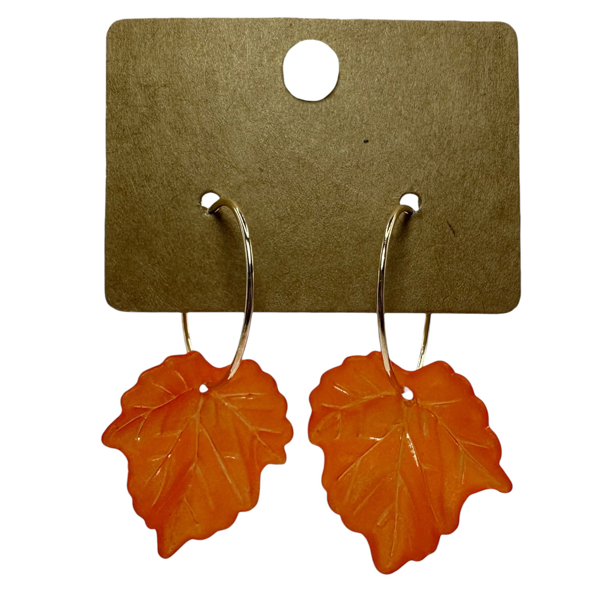 Orange Autumn Leaf Charm Earrings