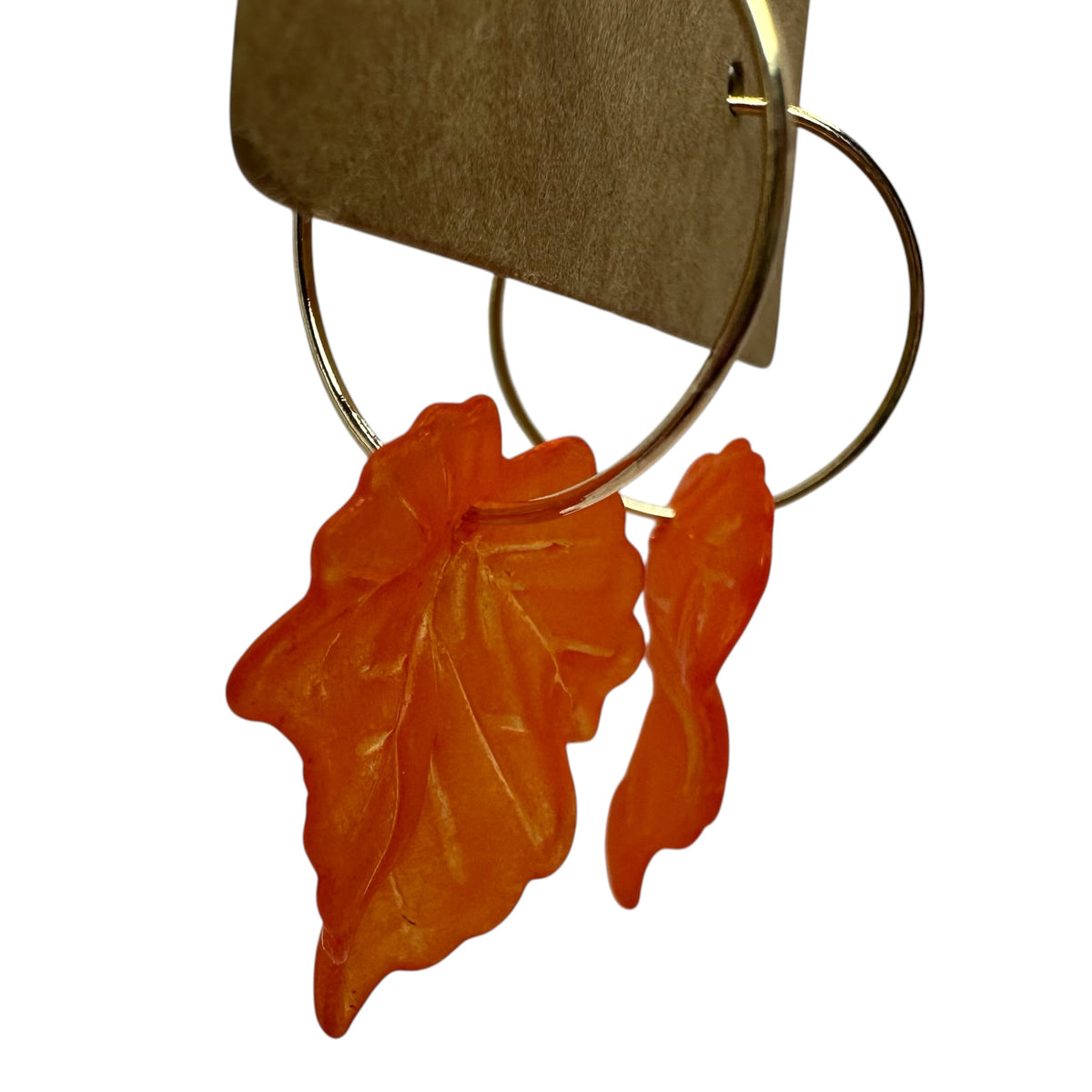 Orange Autumn Leaf Charm Earrings