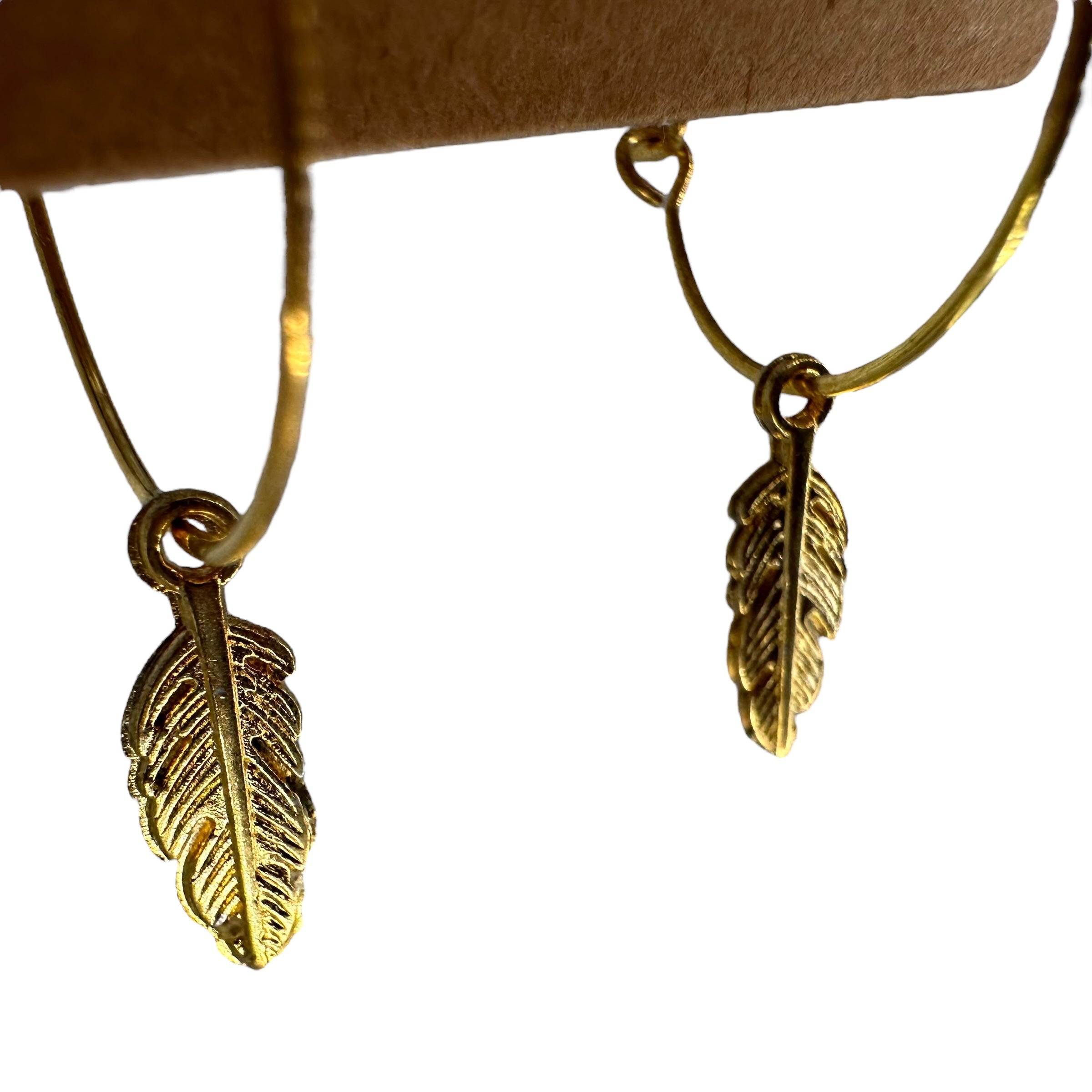 Mini Gold Feather Charm Earrings