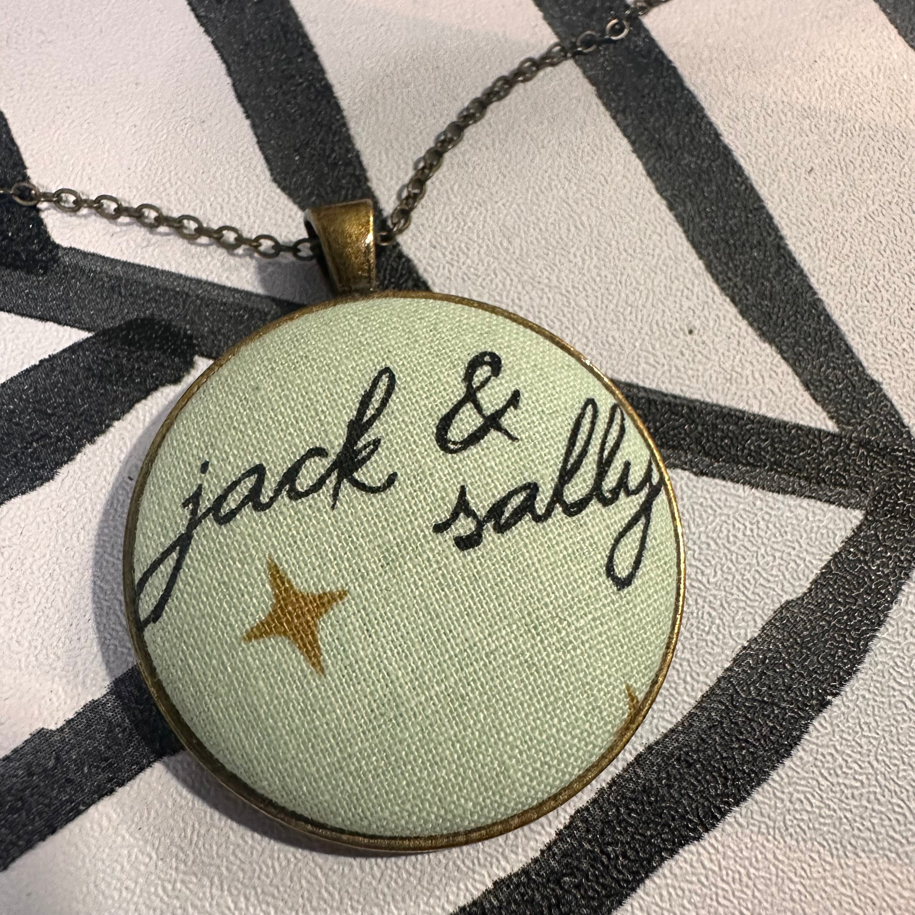 Jack & Sally Writing Nightmare Before Christmas Necklace