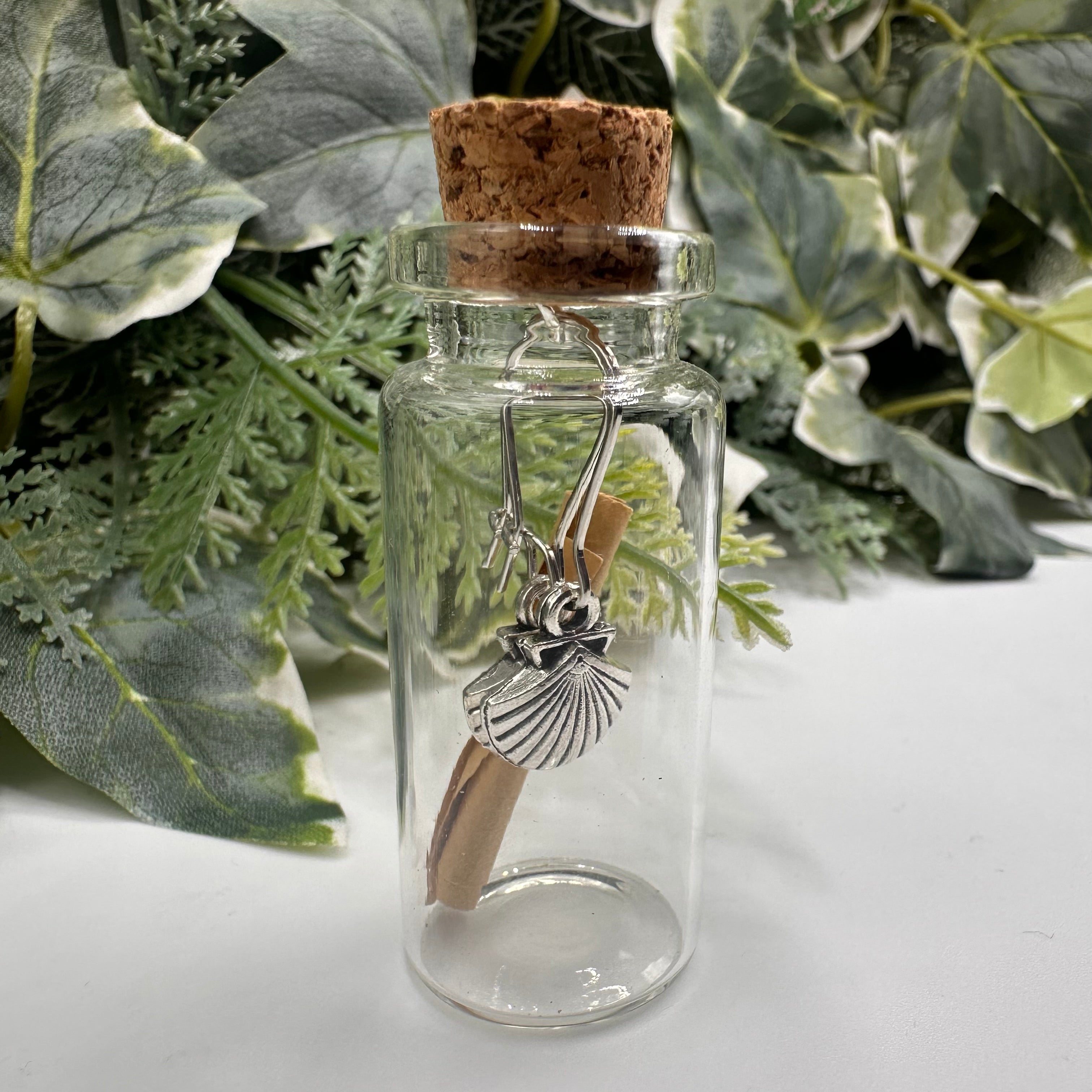 Silver Shell Bottled Charm Earrings