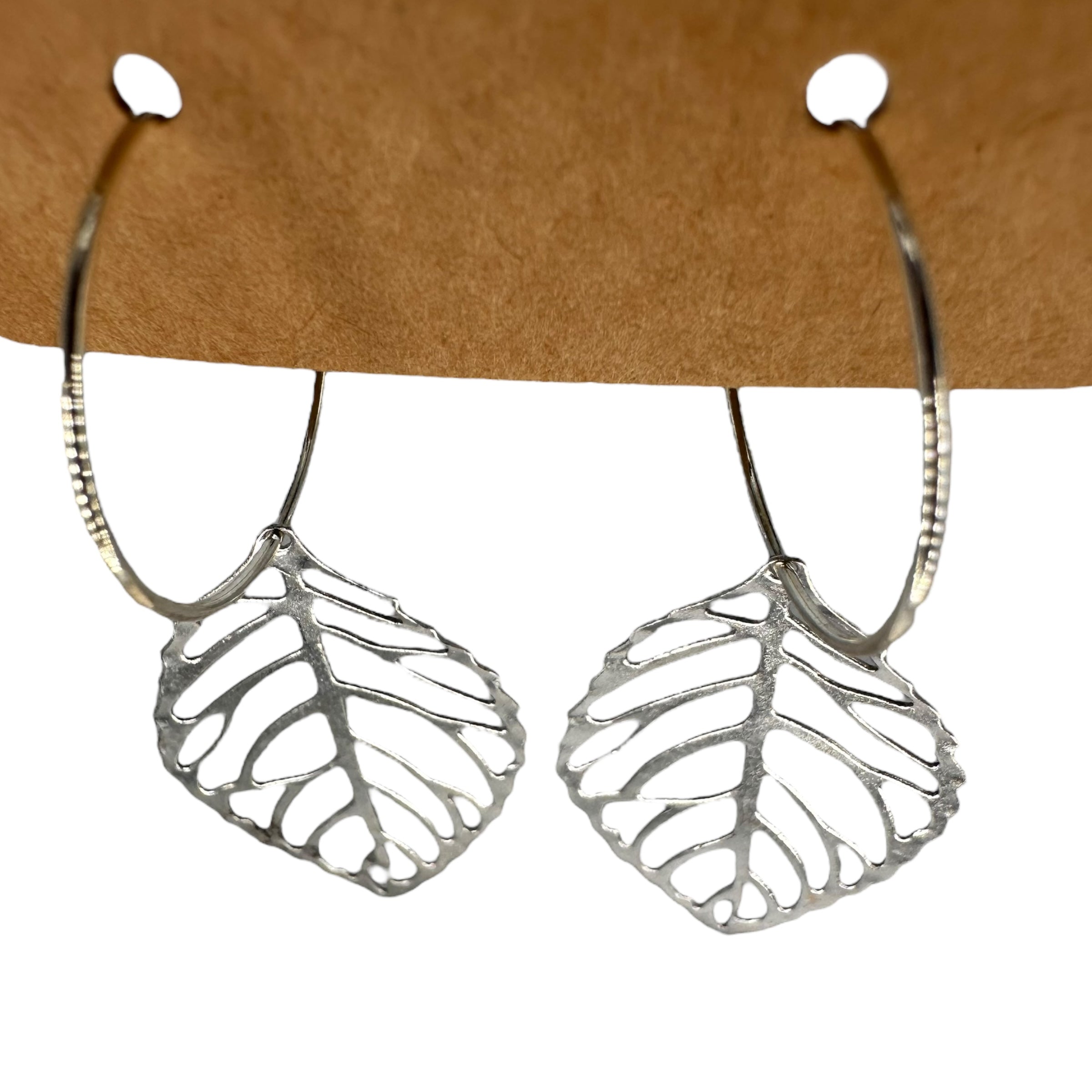 Medium Cutout Leaf Charm Earrings