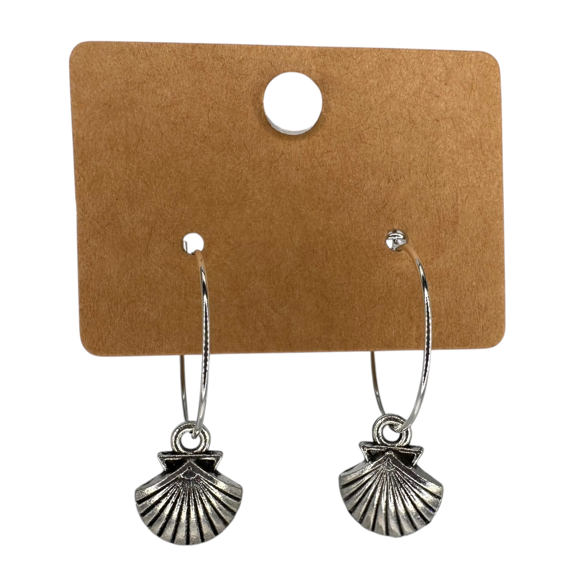 Silver Shell Charm Earrings