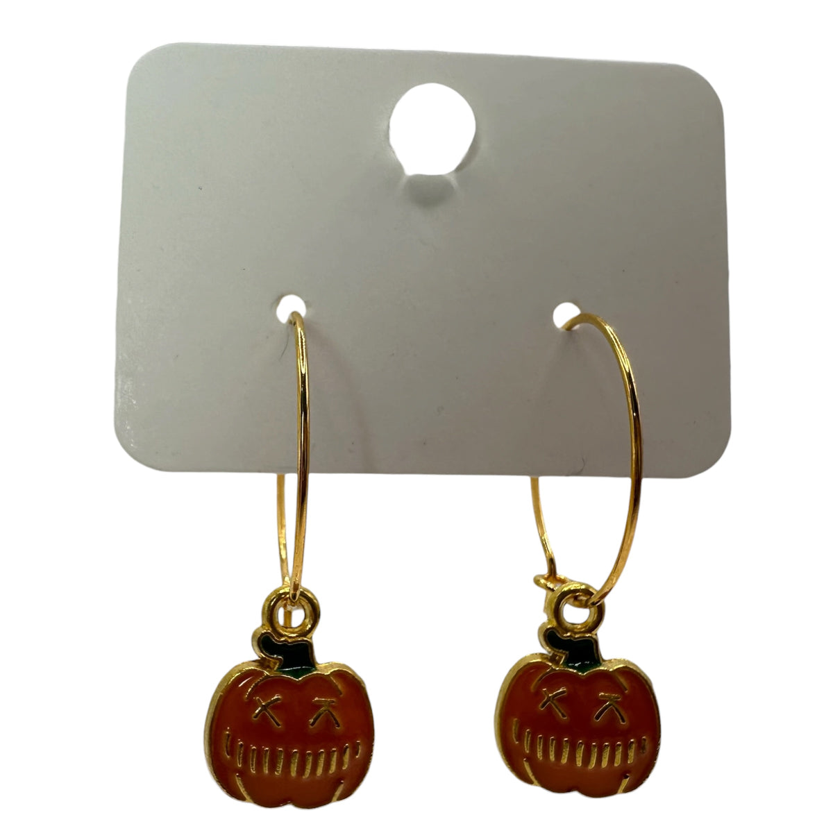 Carved Pumpkin Charm Earrings