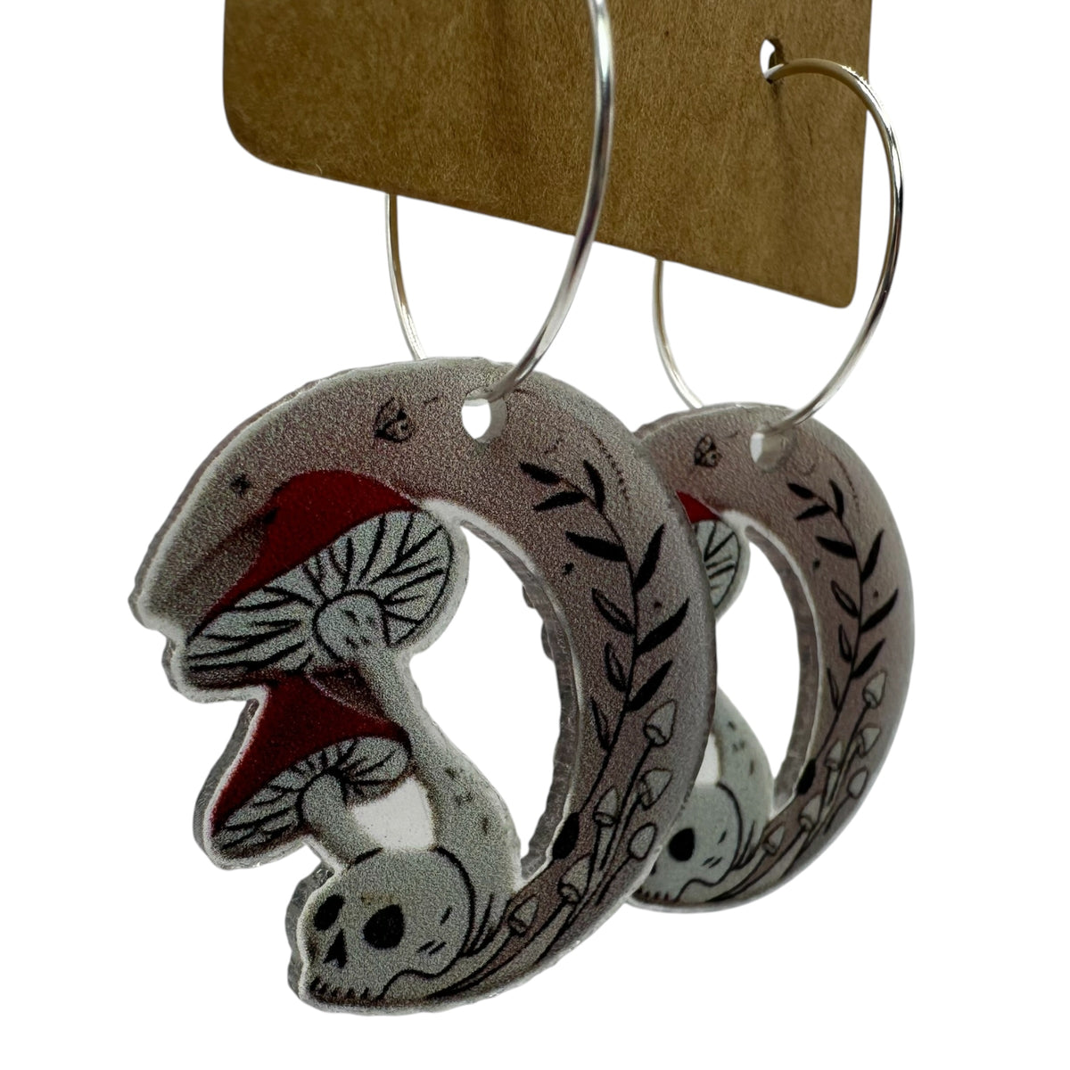 Skull & Toadstool Moon Charm Earrings