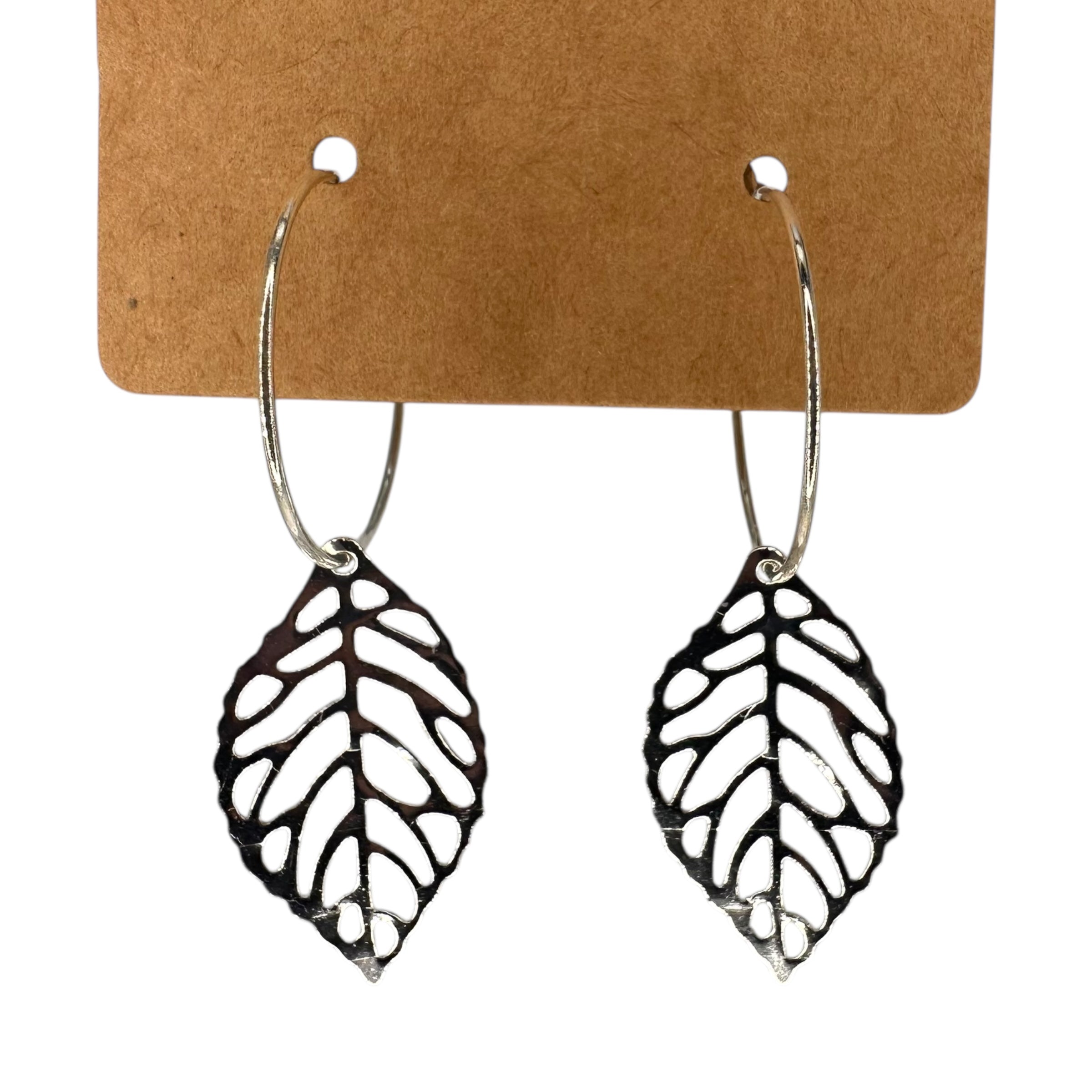 Medium Cutout Leaf Charm Earrings
