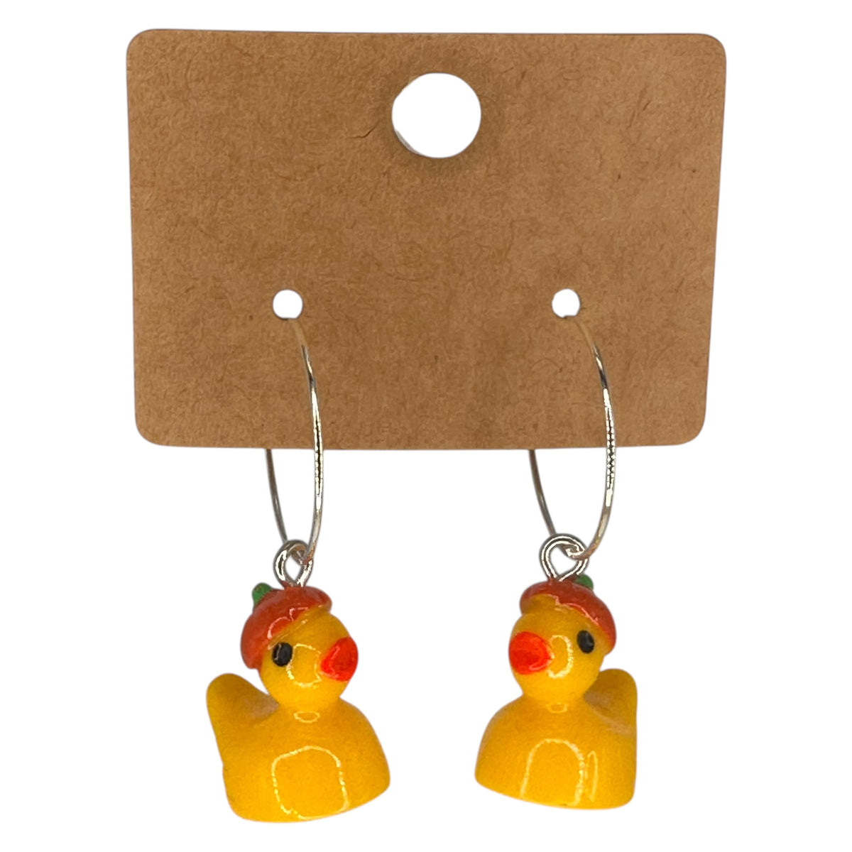 Pumpkin hat duck charm earrings — Rebel Aura handmade jewellery