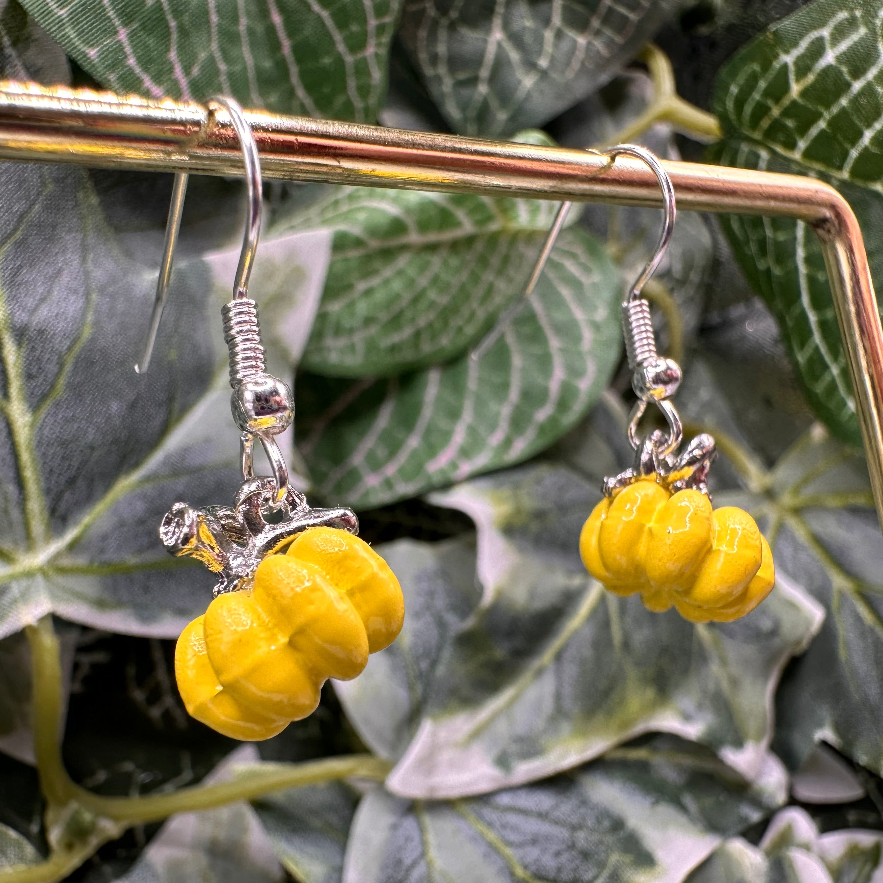Yellow Pumpkin Charm Earrings