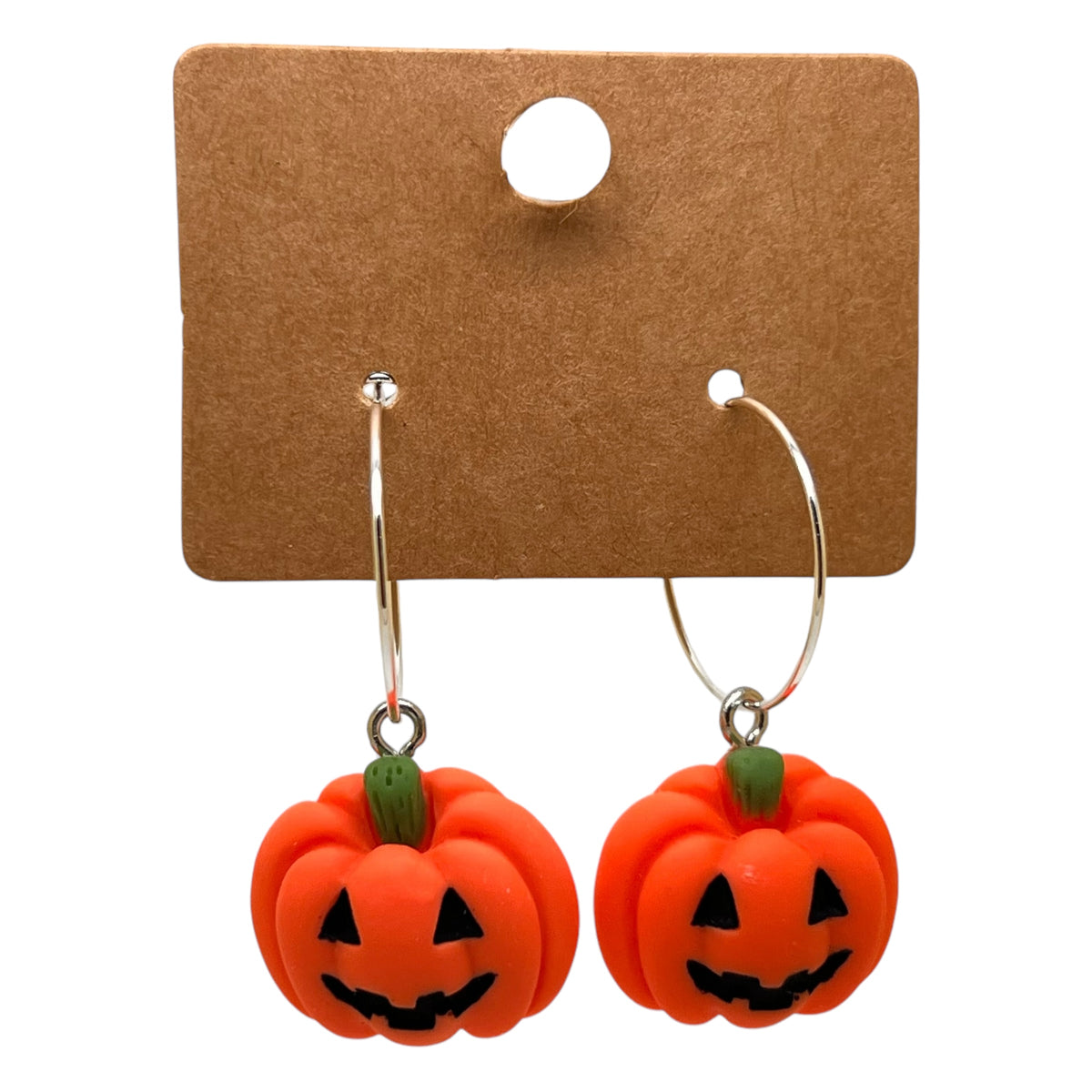 Smiley face pumpkin charm earrings — Rebel Aura handmade jewellery