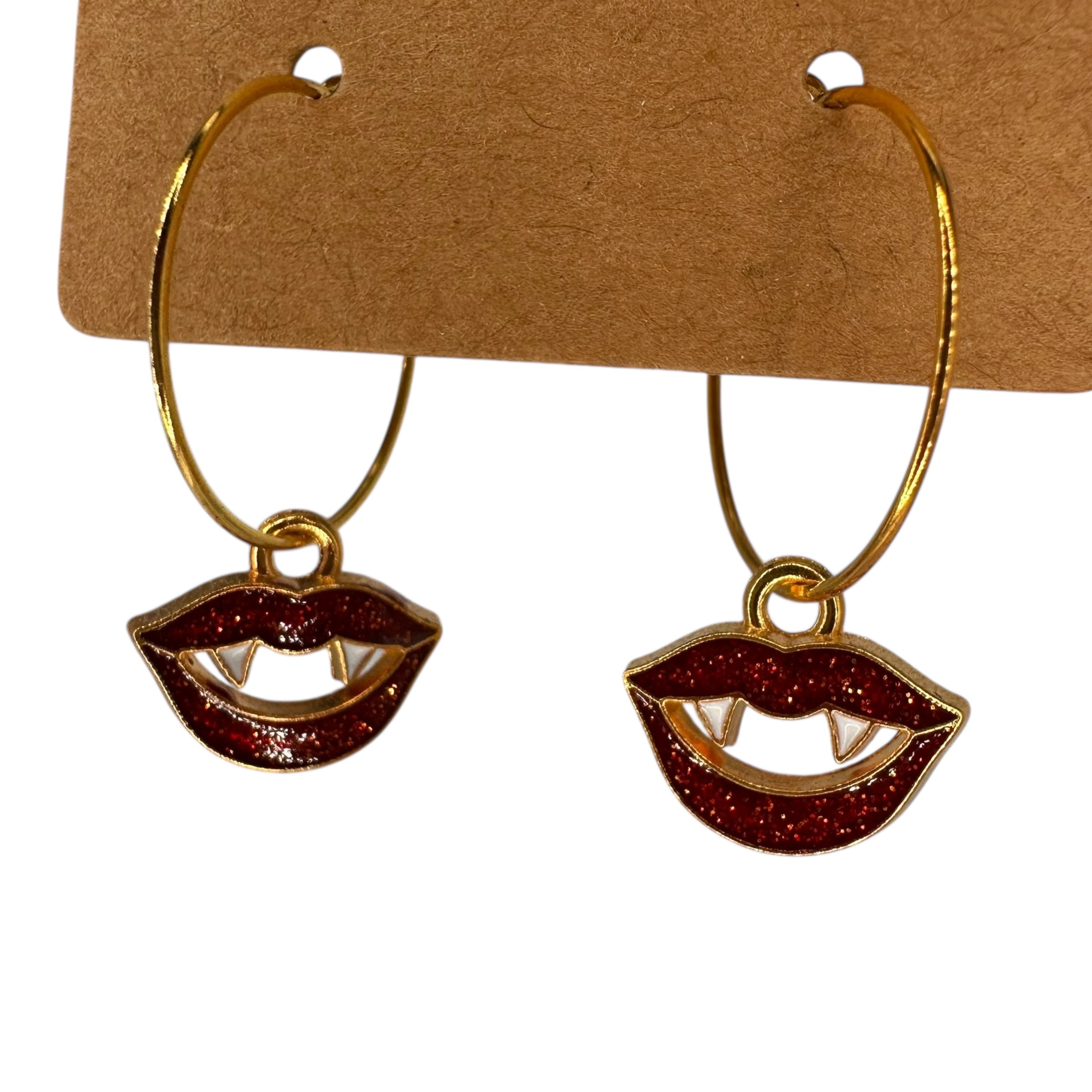 Glitter Vampire Lips Charm Earrings
