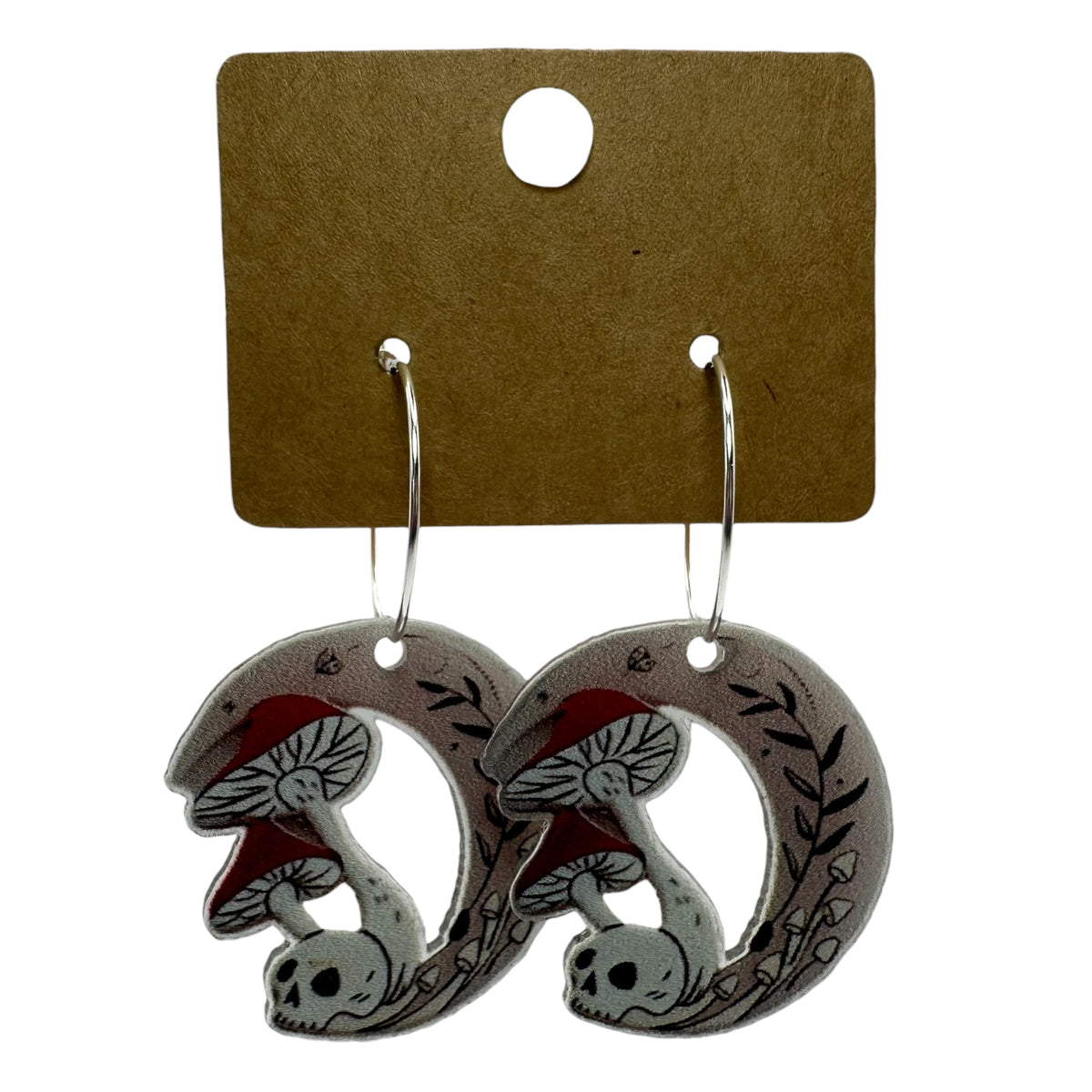 Skull & Toadstool Moon Charm Earrings