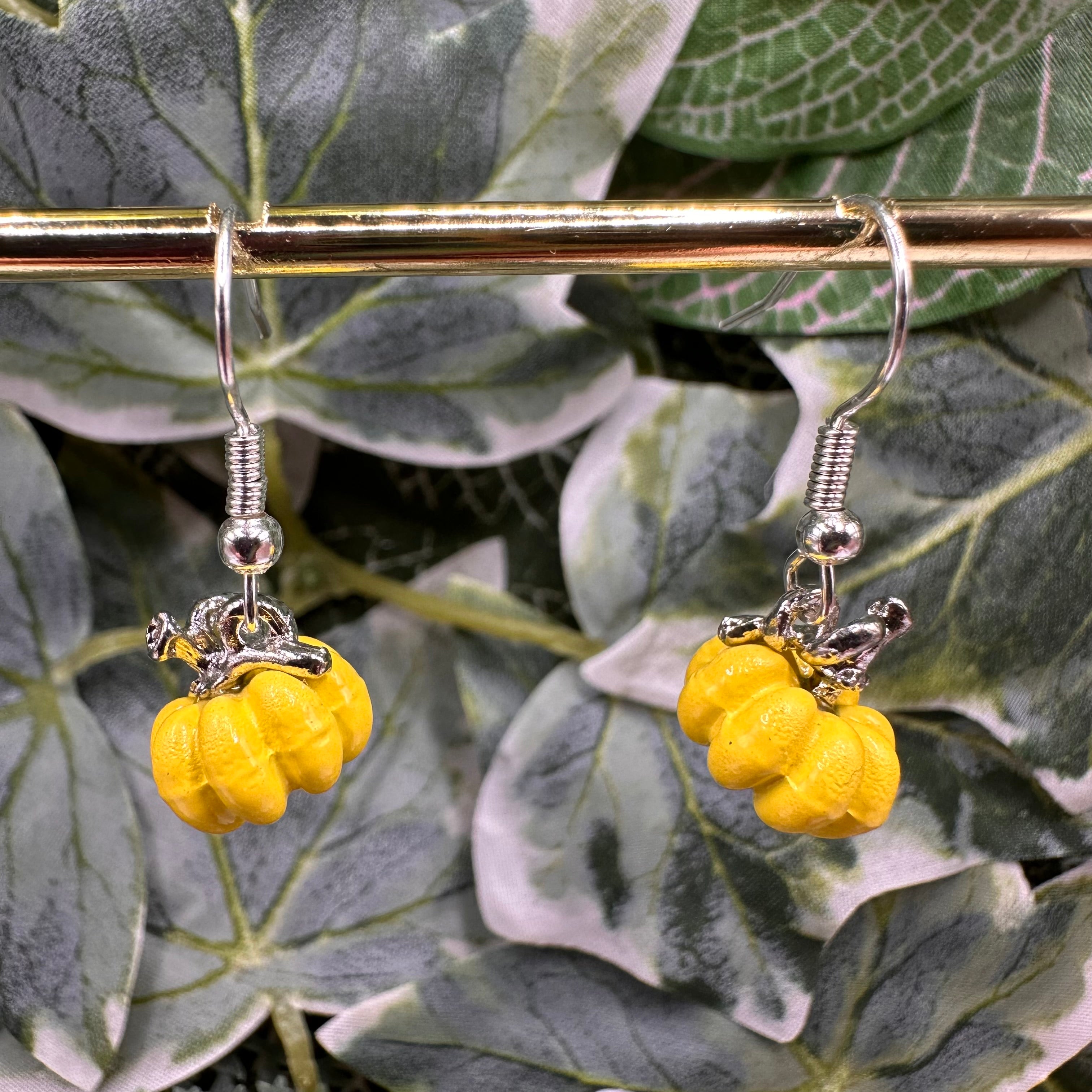 Yellow Pumpkin Charm Earrings