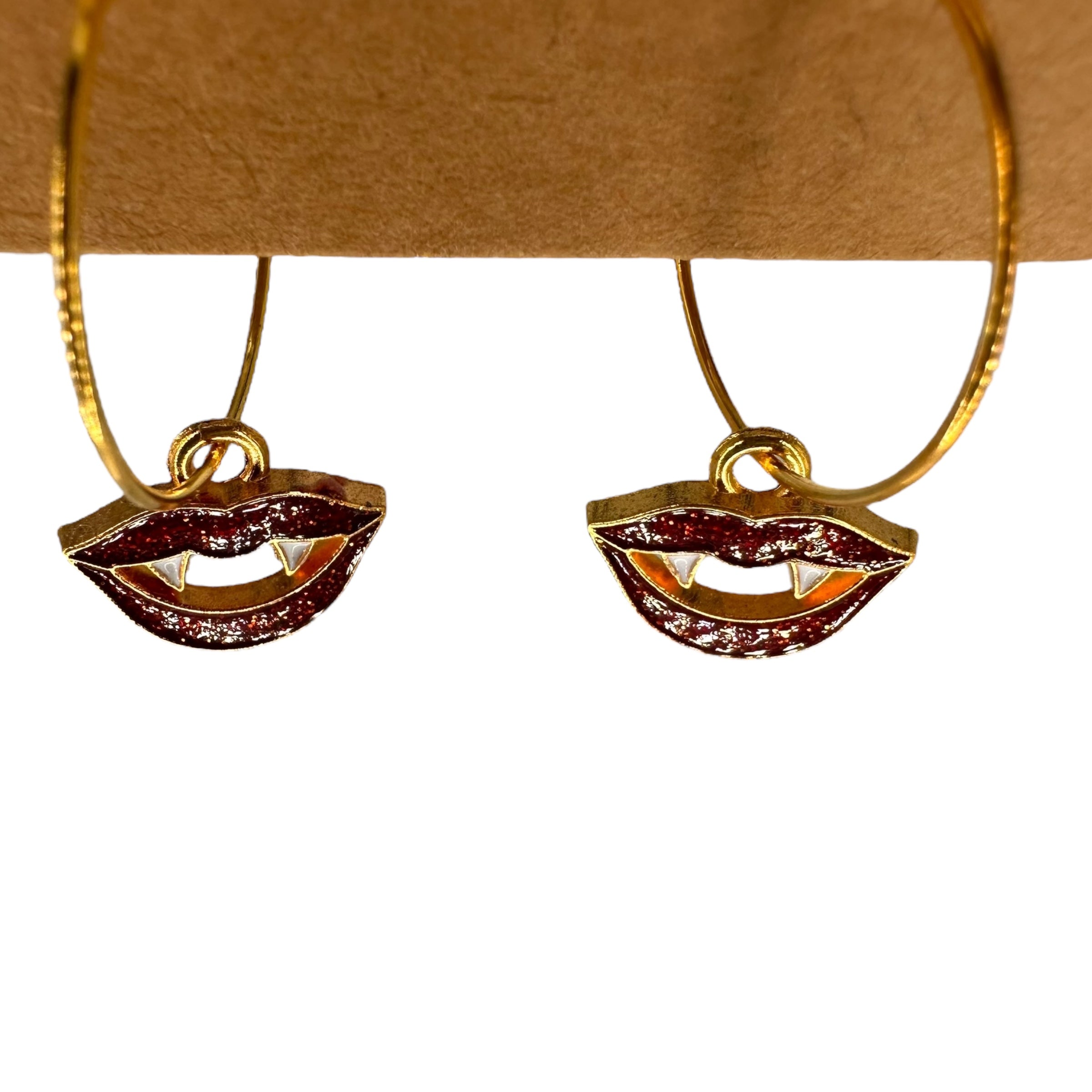 Glitter Vampire Lips Charm Earrings