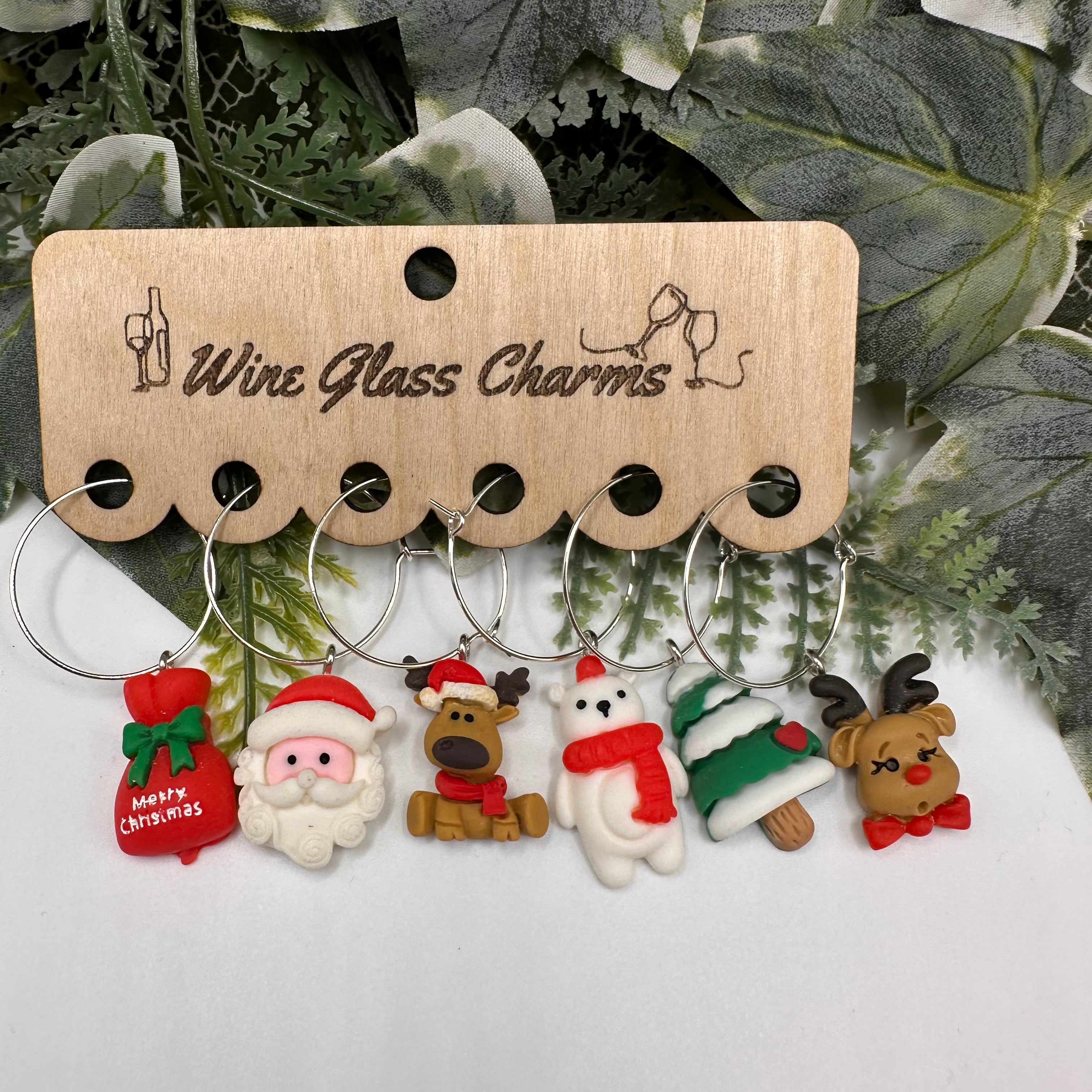 Christmas Wine Glass Charm Set