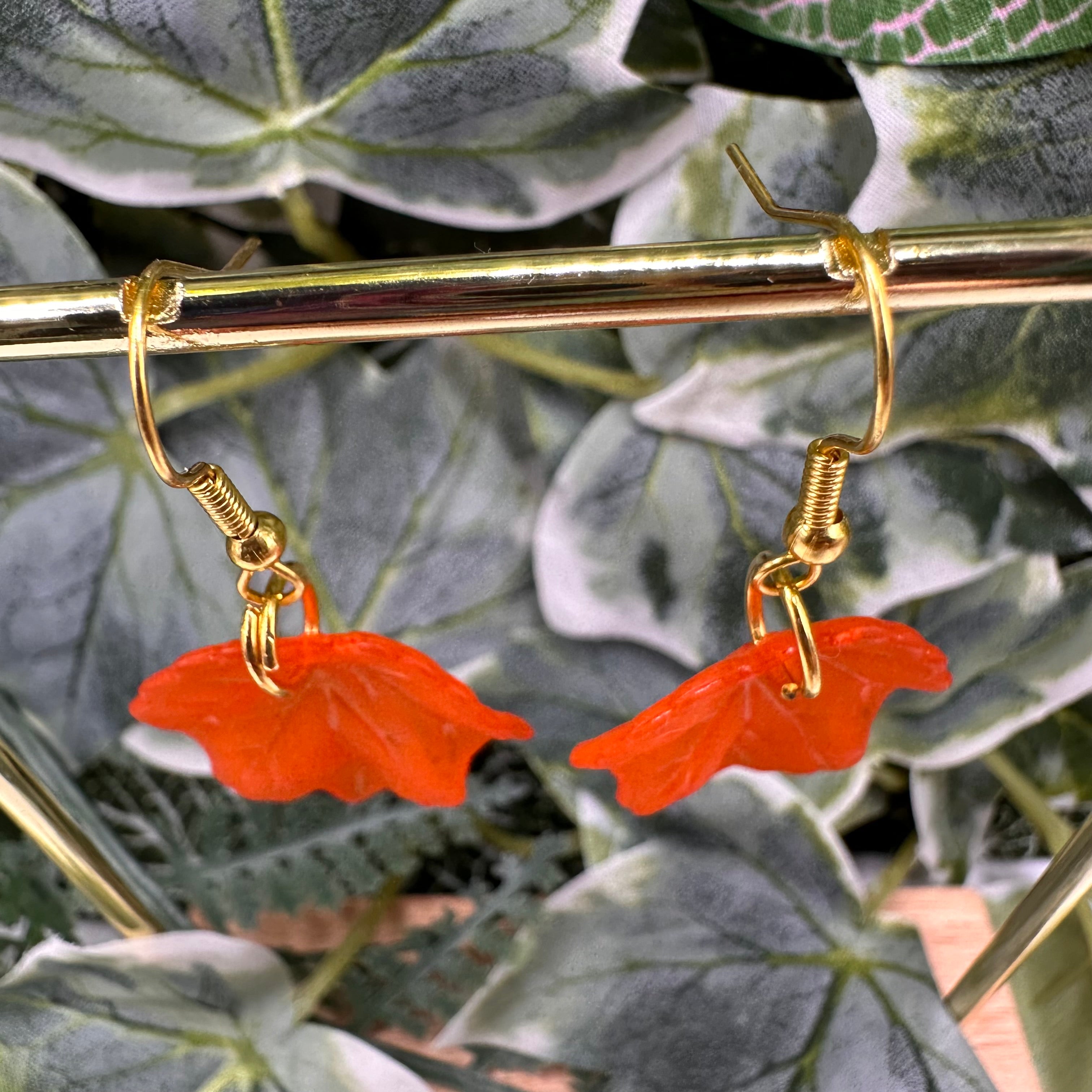 Orange Autumn Leaf Earrings