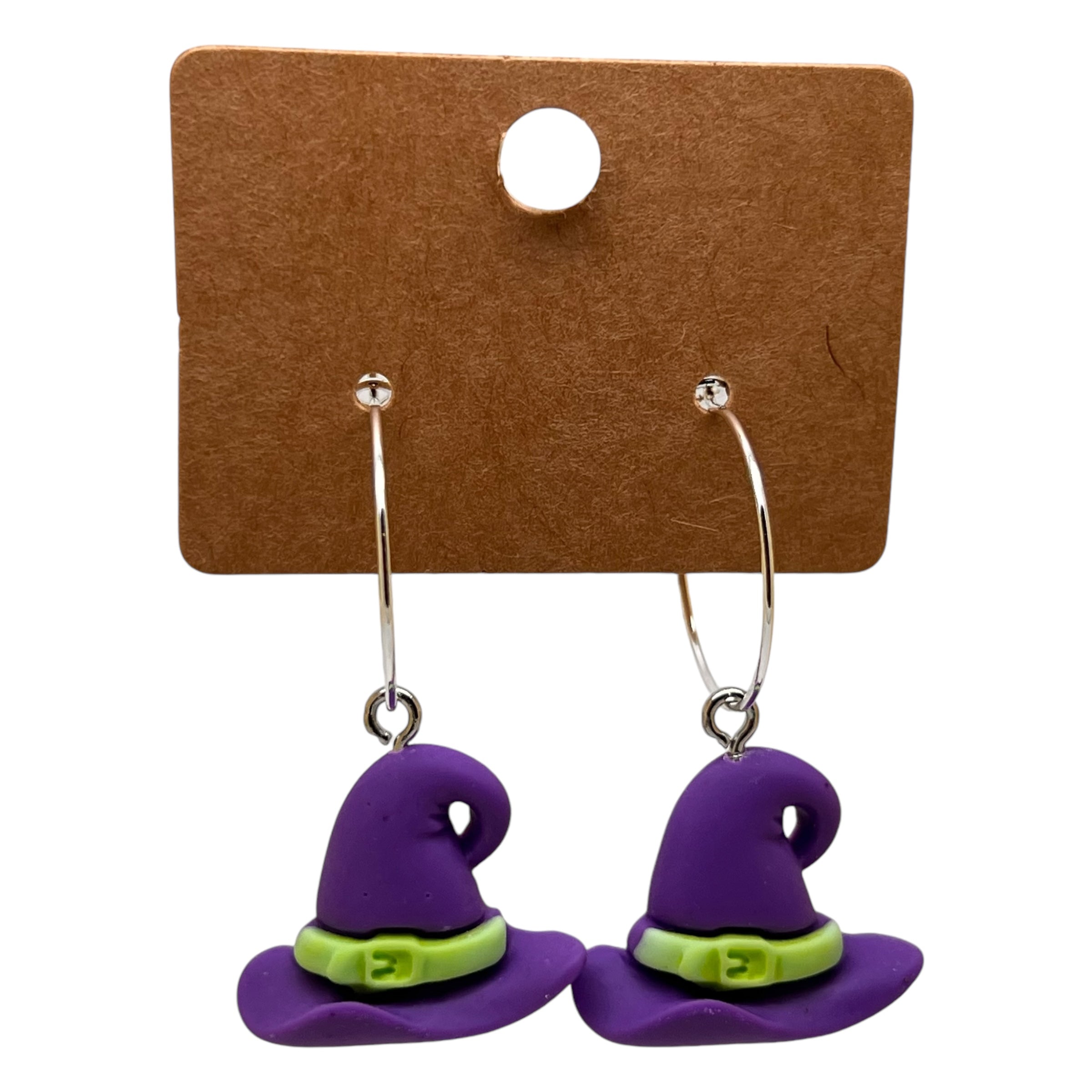 Purple Witch Hat Charm Earrings