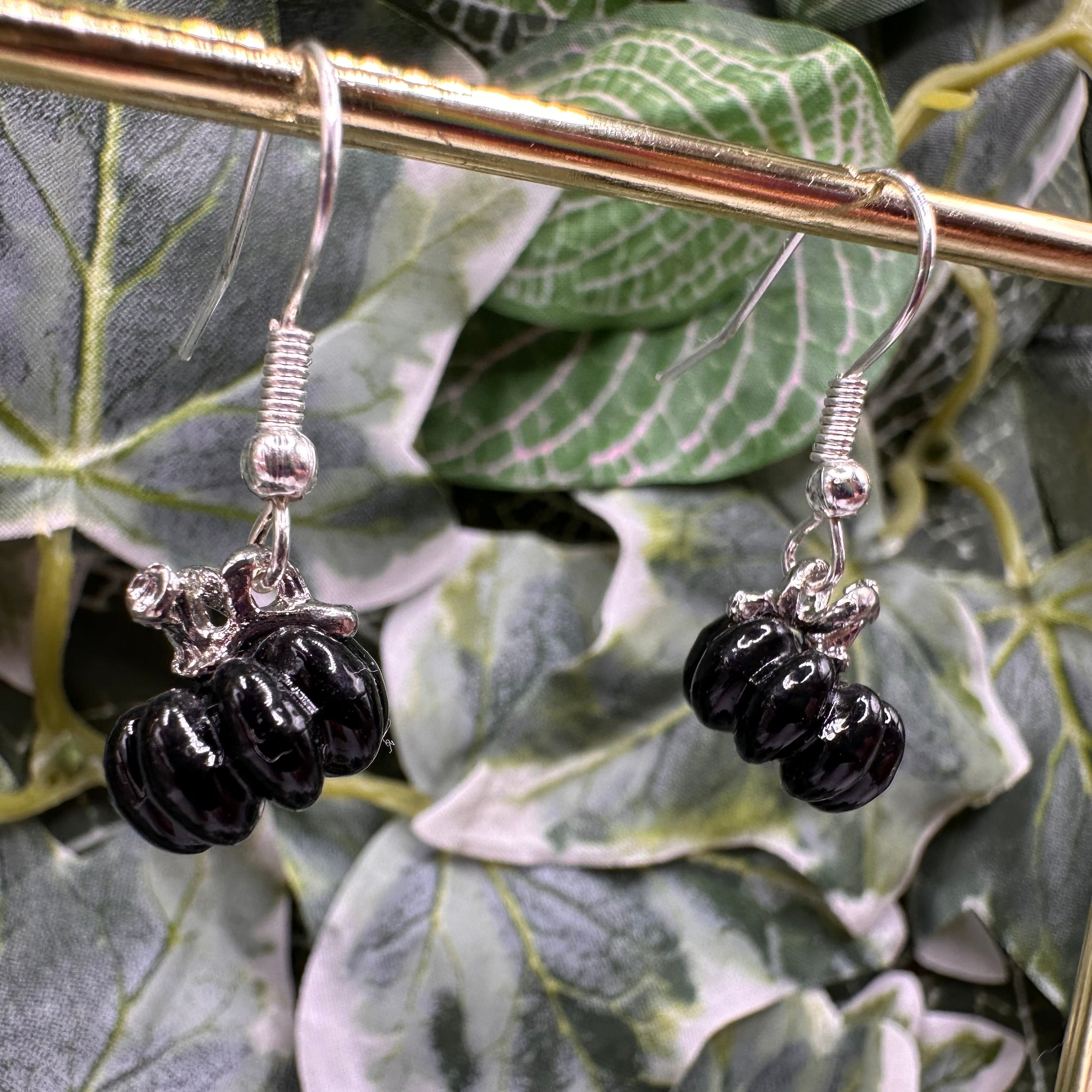 Black Pumpkin Charm Earrings
