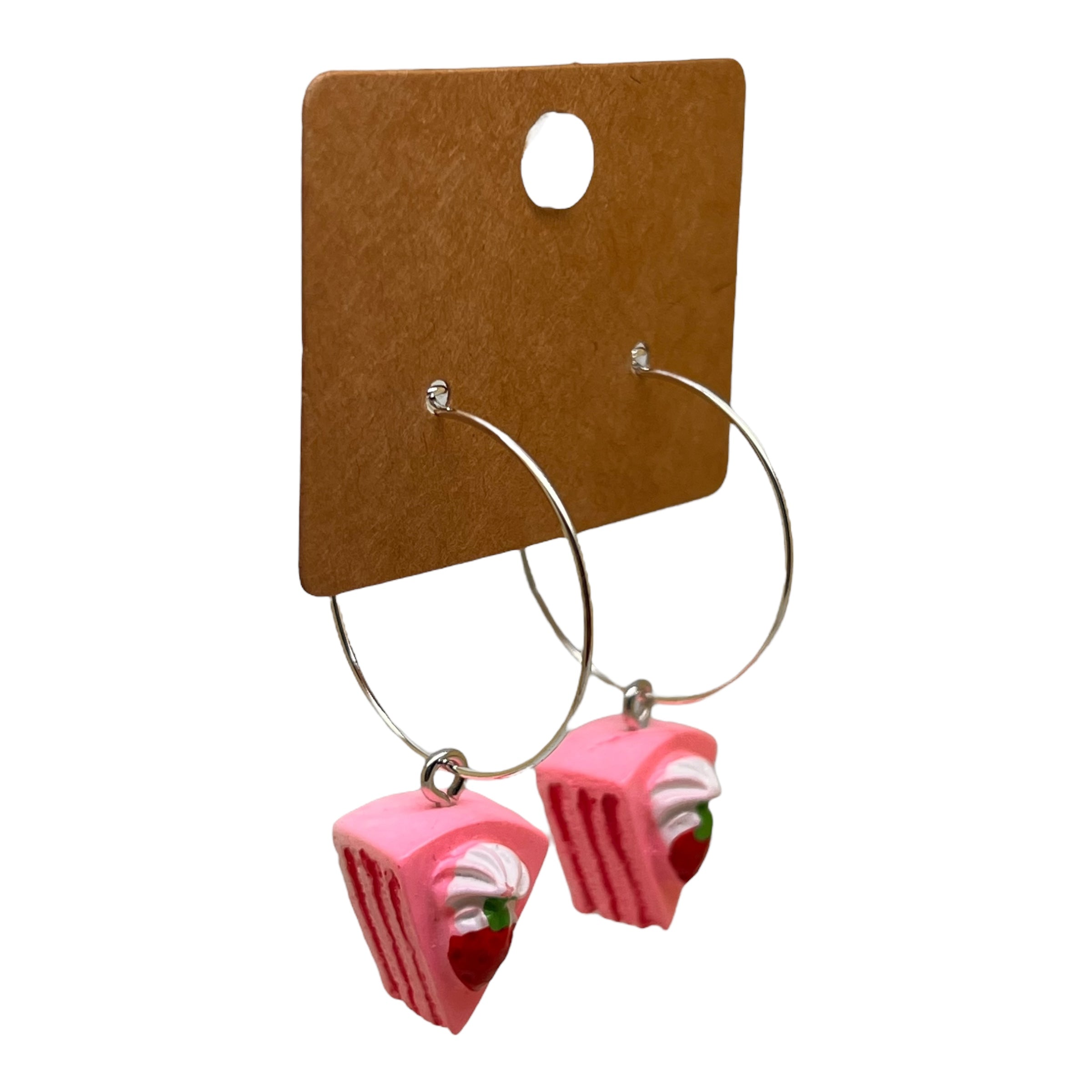 Pink Cake Slice Charm Earrings