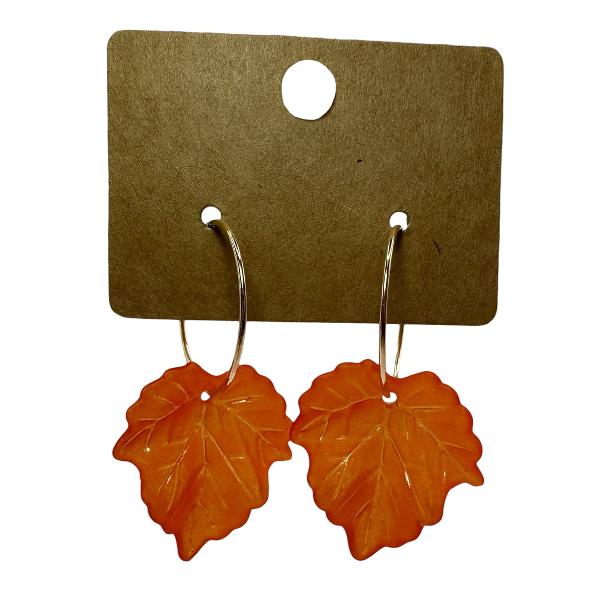 Orange Autumn Leaf Charm Earrings