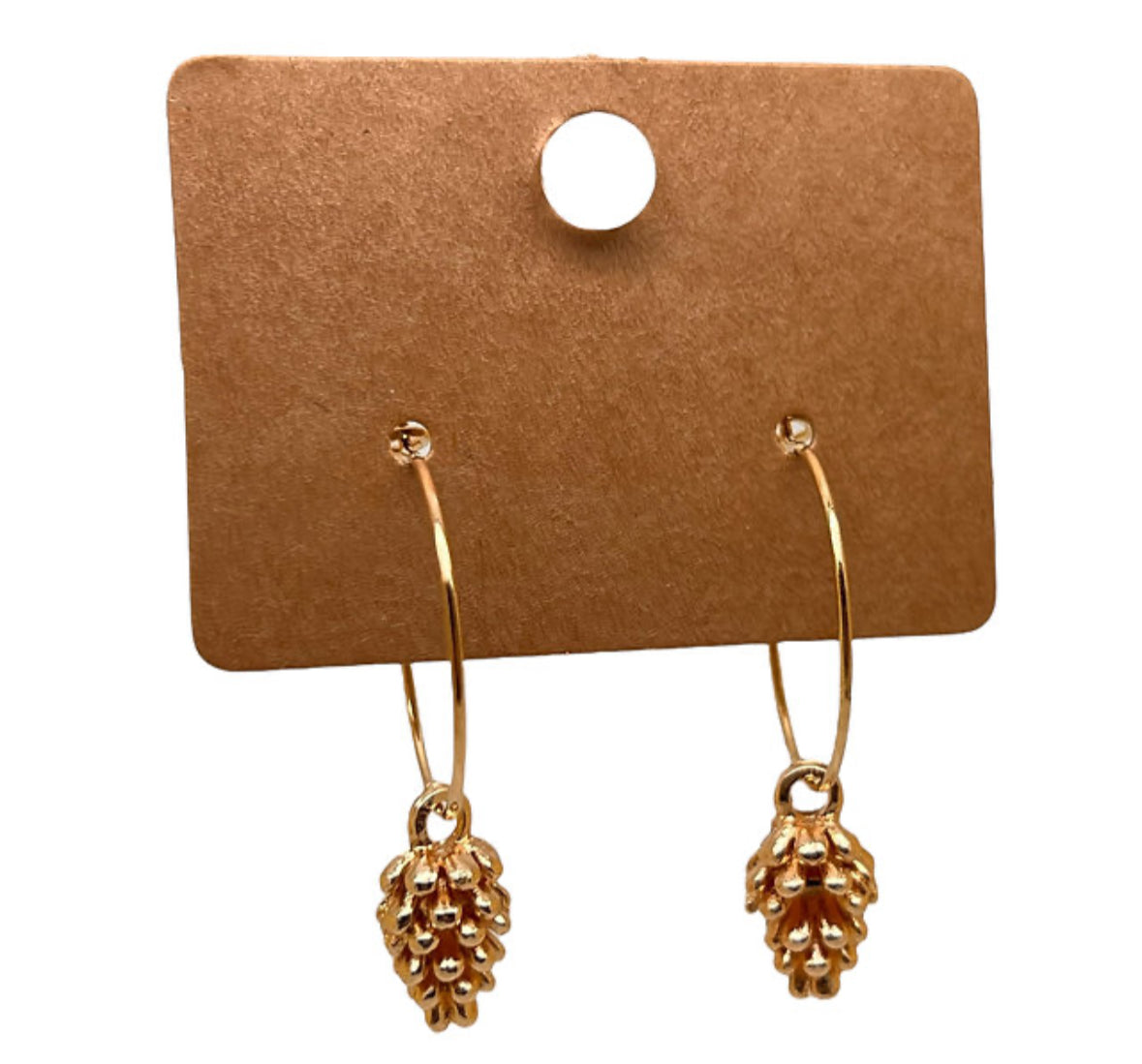 Gold Pinecone Charm Earrings