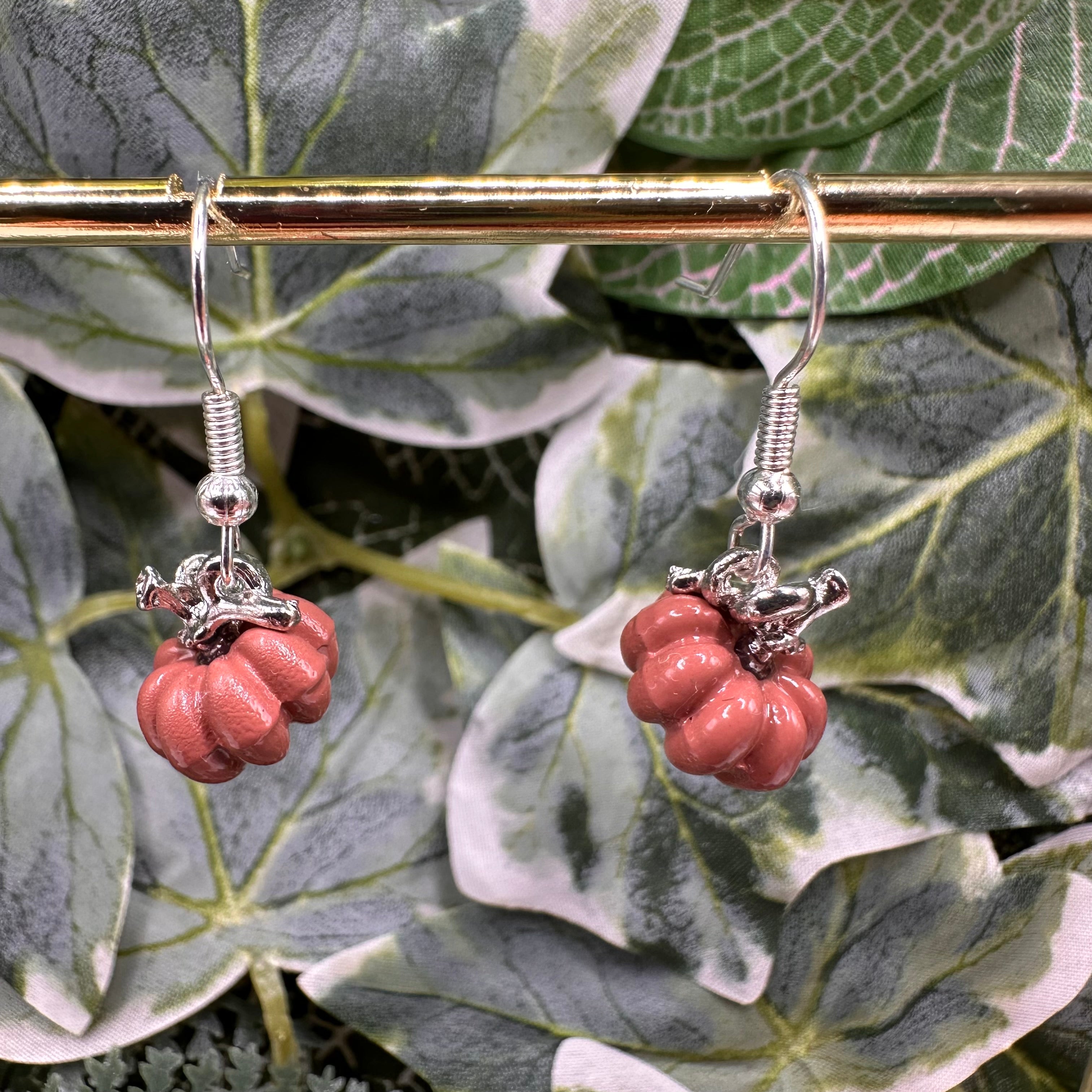 Brown Pumpkin Charm Earrings