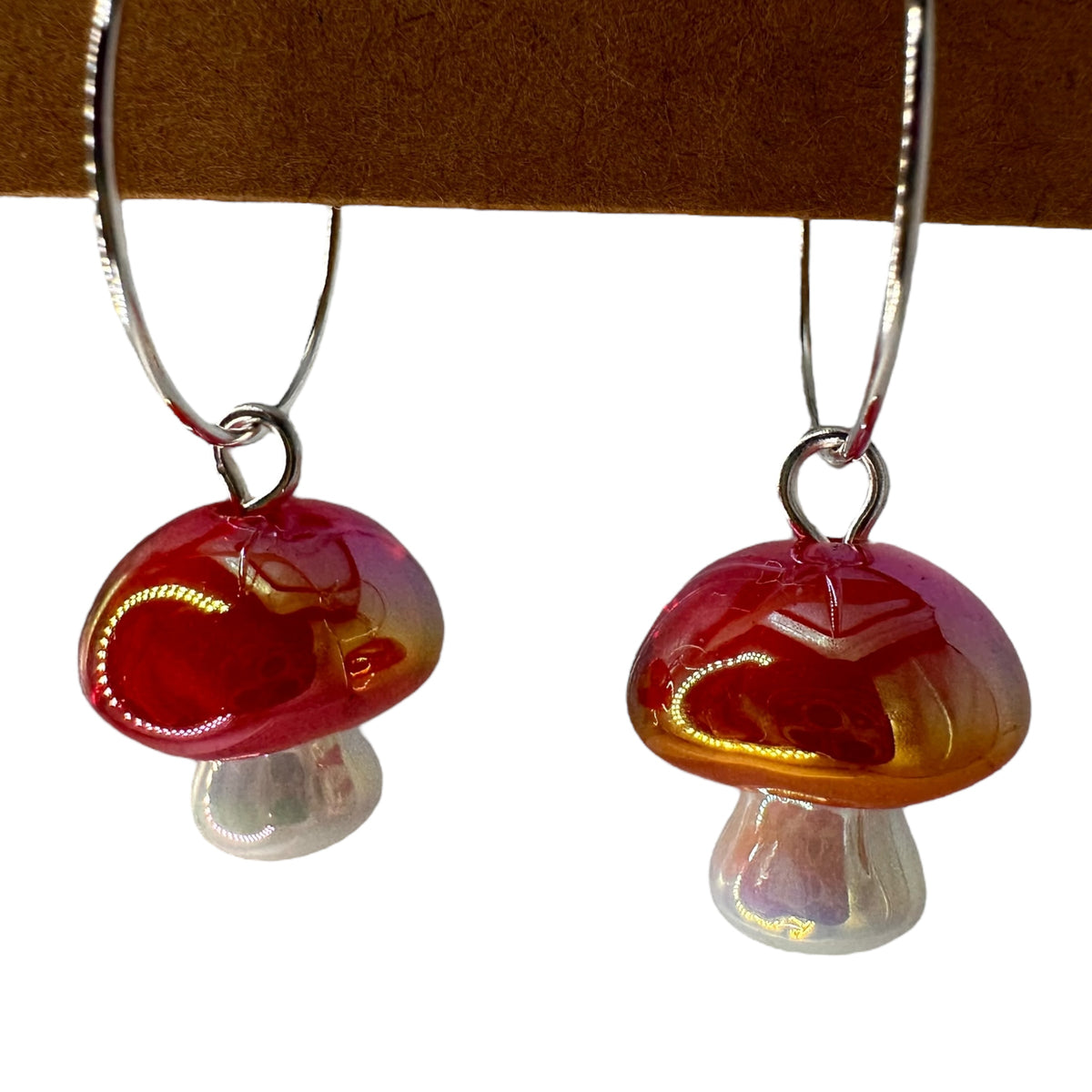 3D toadstool mushroom charm earrings — Rebel Aura handmade jewellery