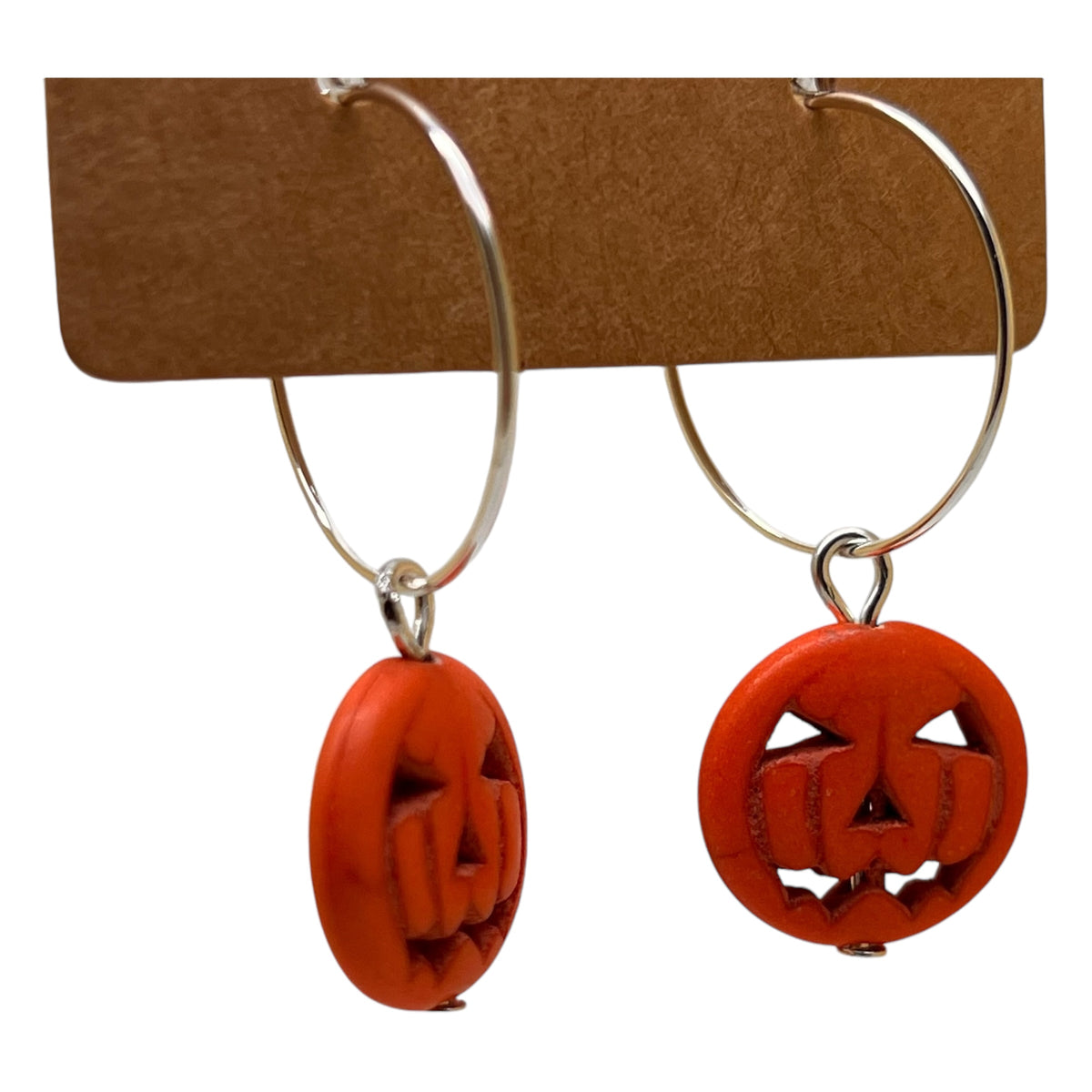 Orange spooky pumpkin Halloween charm earrings — Rebel Aura handmade jewellery