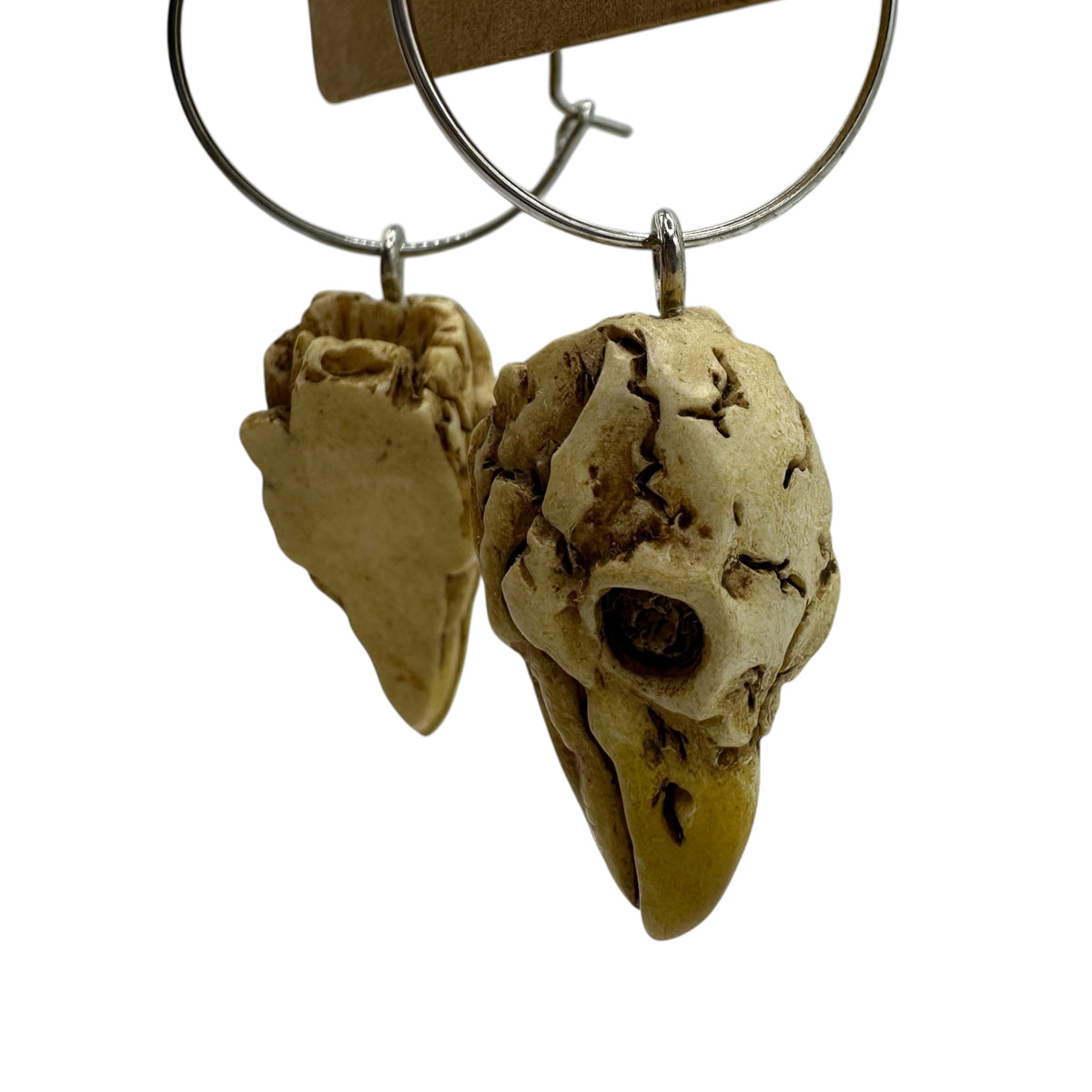 Raven Skull Charm Earrings