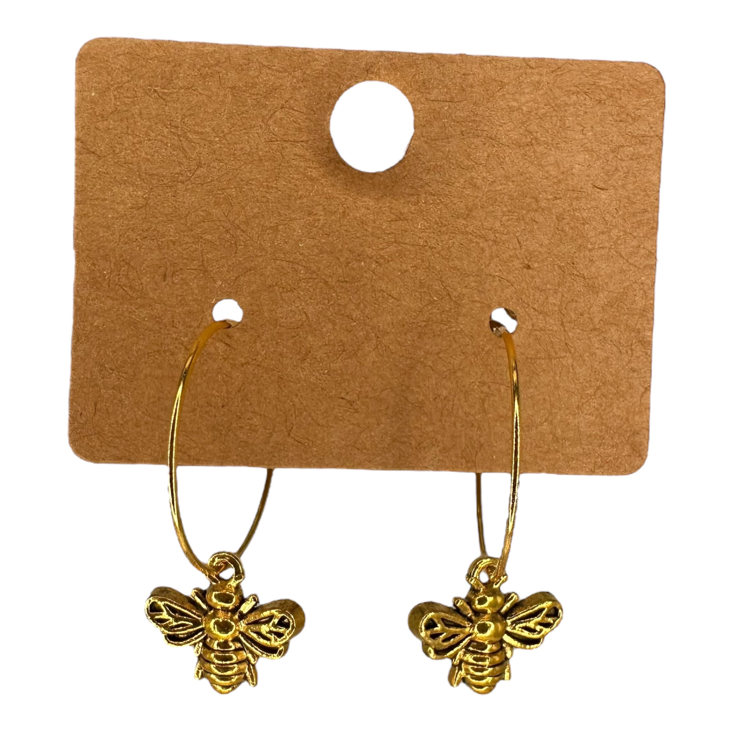 Gold Bee Charm Earrings