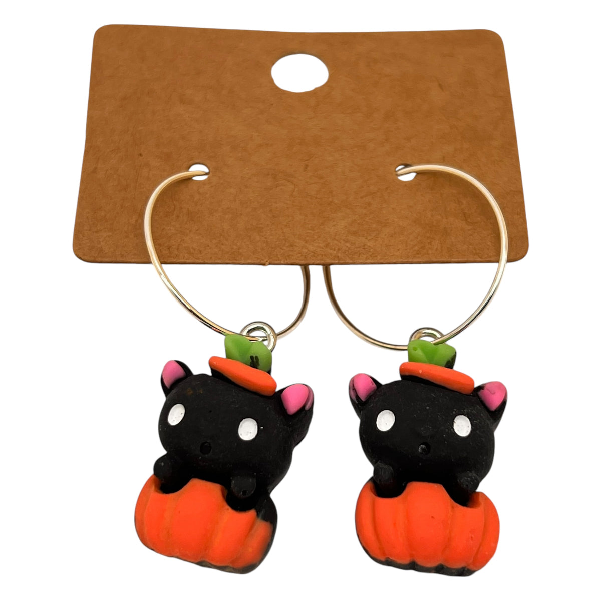 Cats in pumpkins Halloween charm earrings — Rebel Aura handmade jewellery