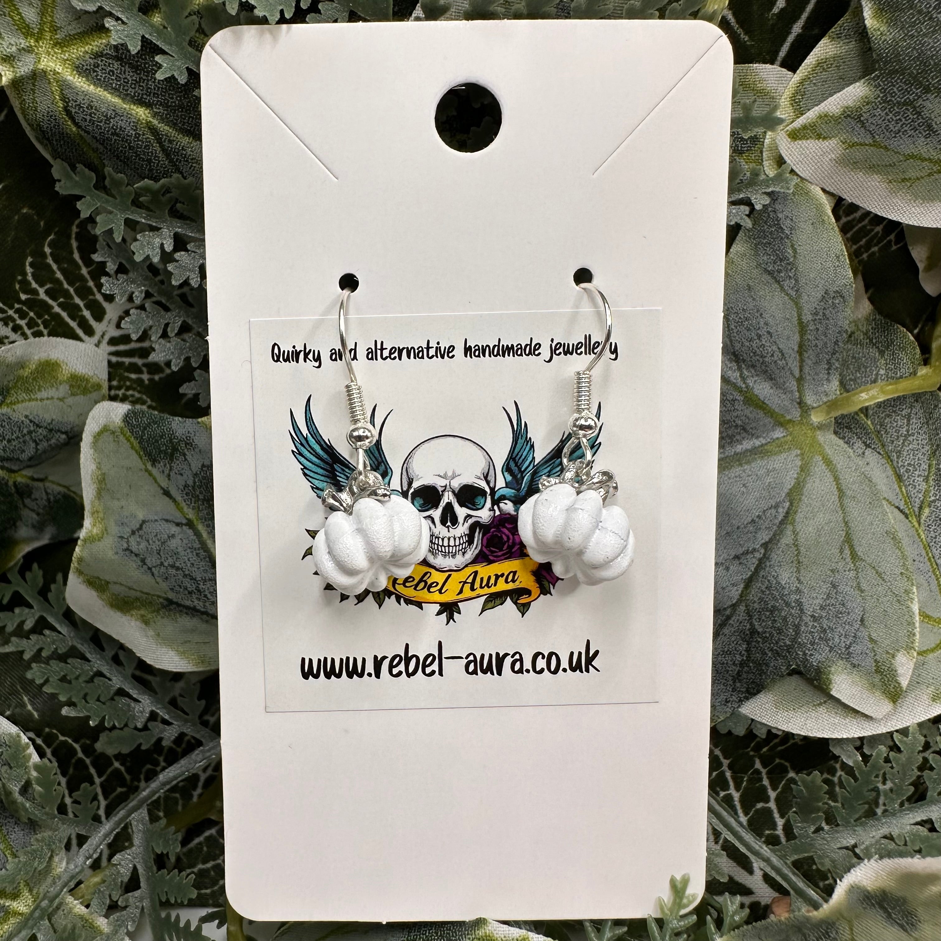 White Pumpkin Charm Earrings