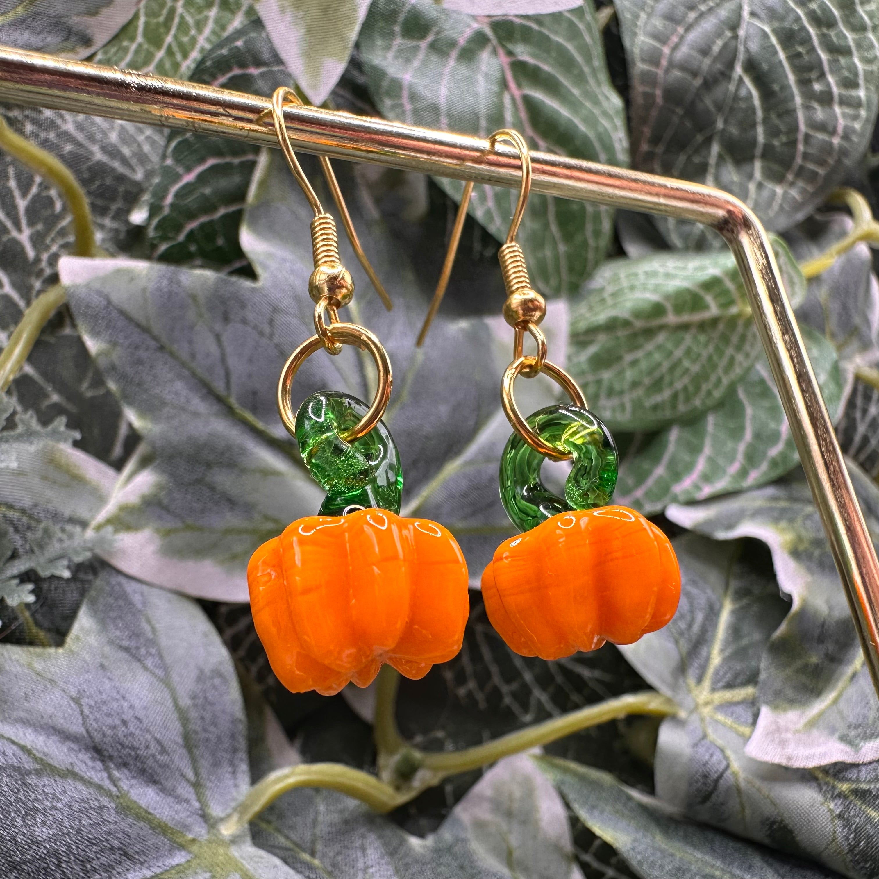 Glass Pumpkin Charm Earrings