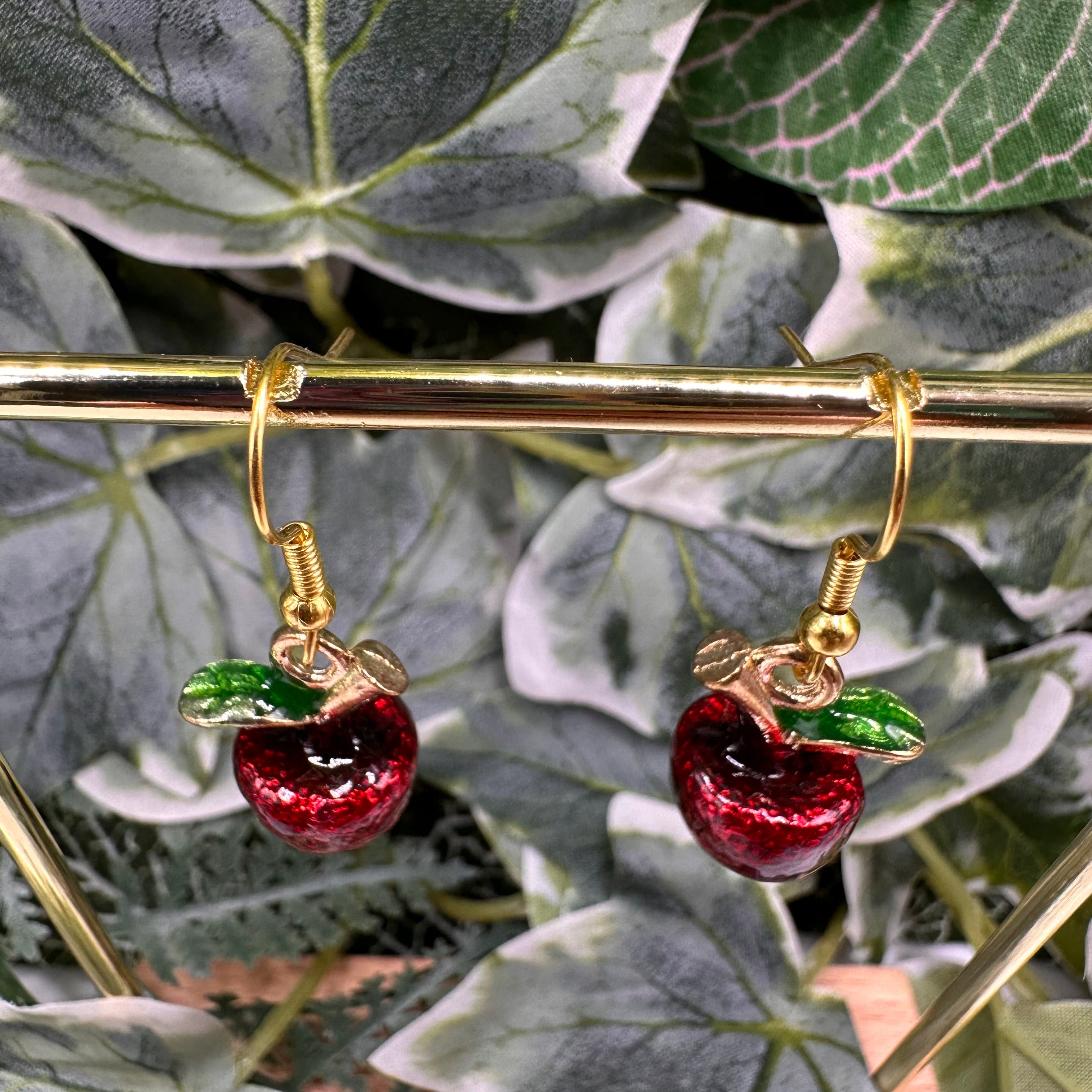 Red Apple Charm Earrings