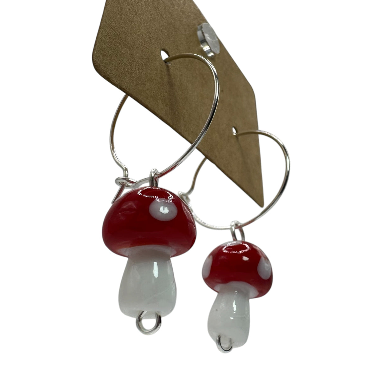 Glass Toadstool Charm Earrings