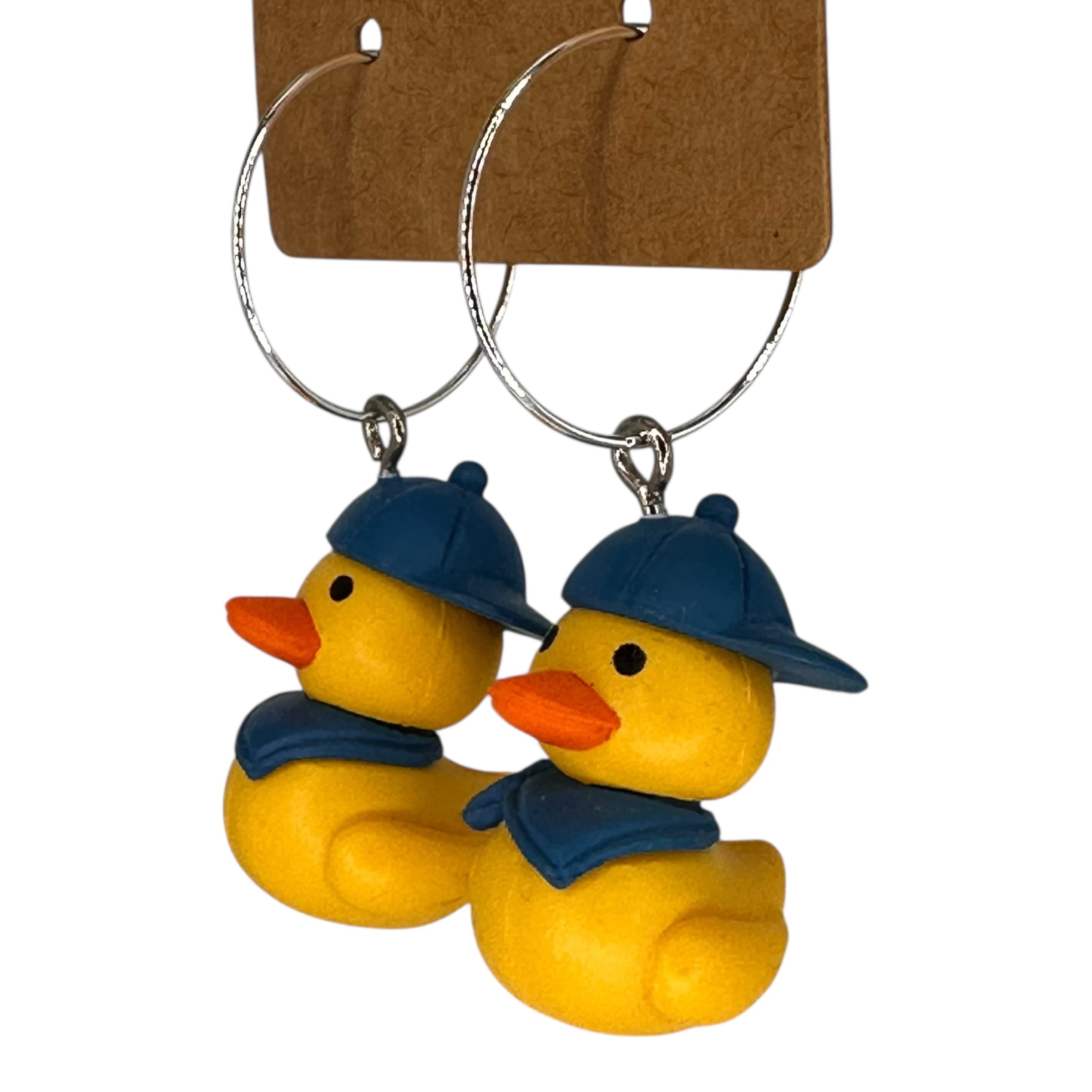 Baseball Cap Duck Charm Earrings