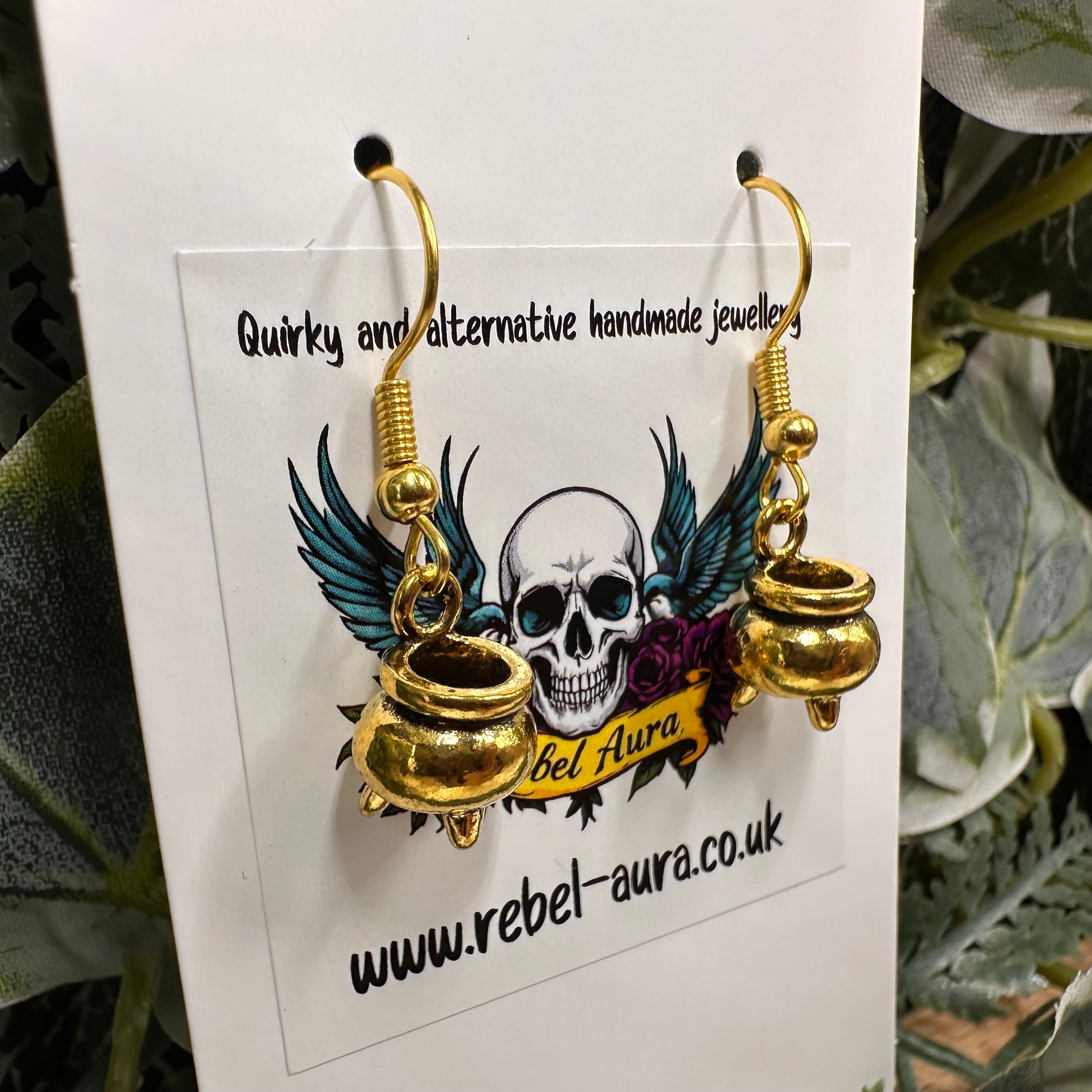 Gold Cauldron Charm Earrings