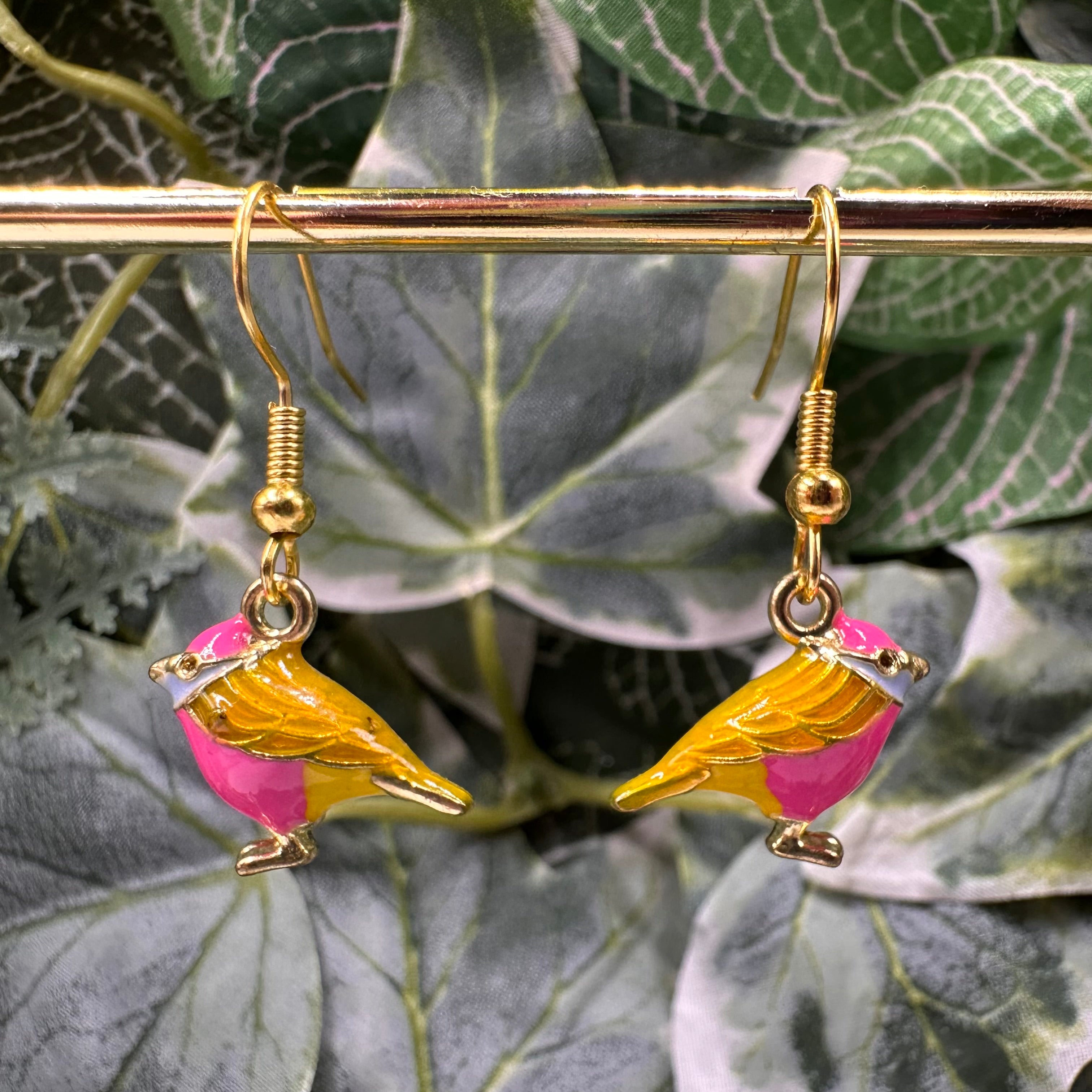 Vibrant Bird Charm Earrings