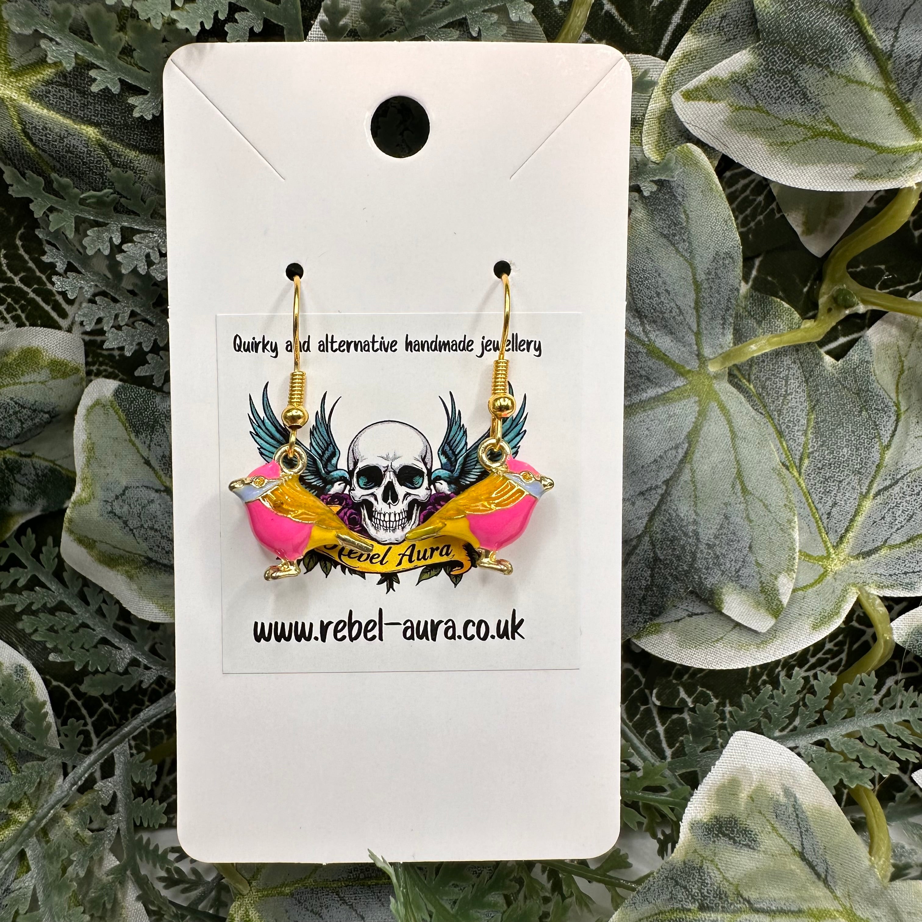 Vibrant Bird Charm Earrings