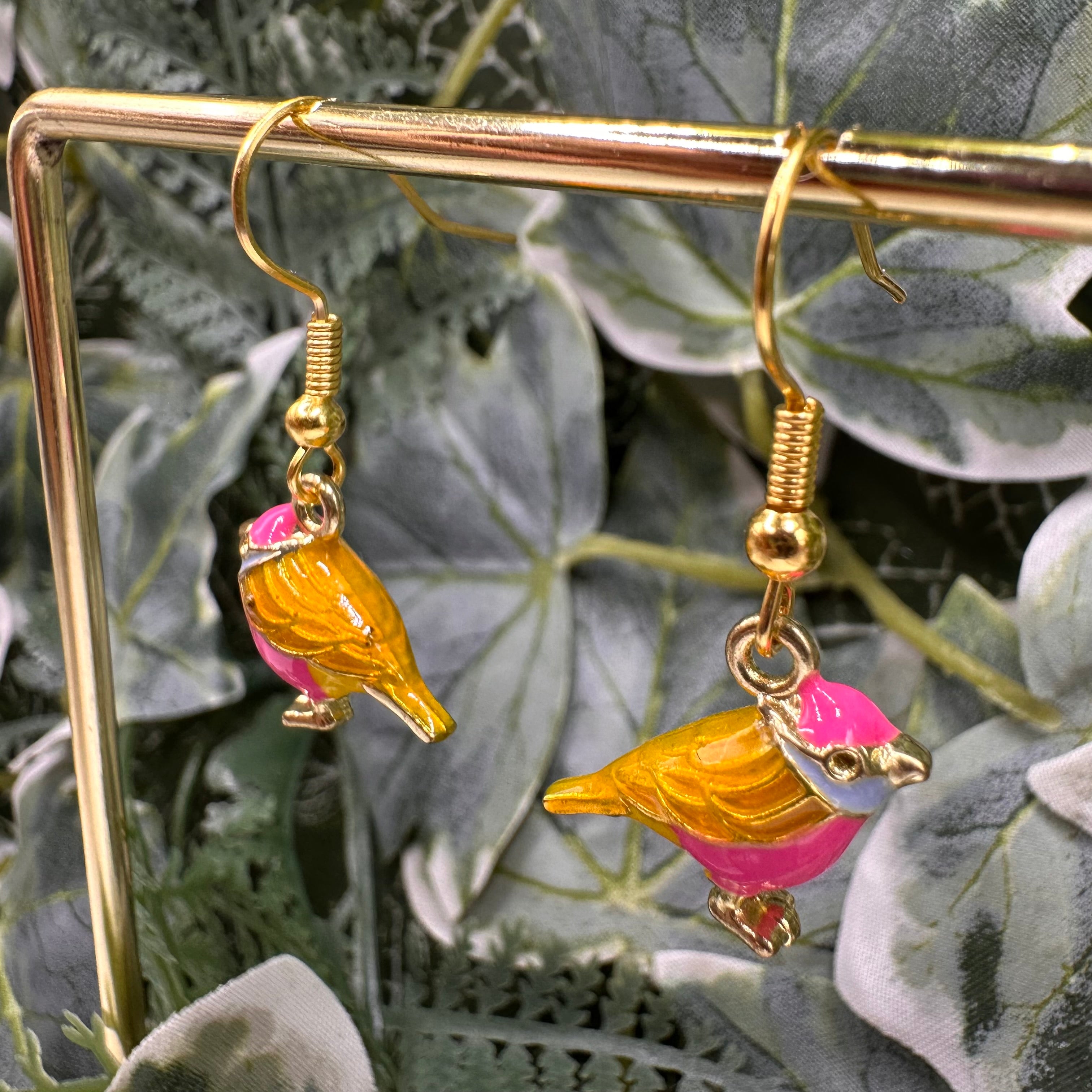 Vibrant Bird Charm Earrings